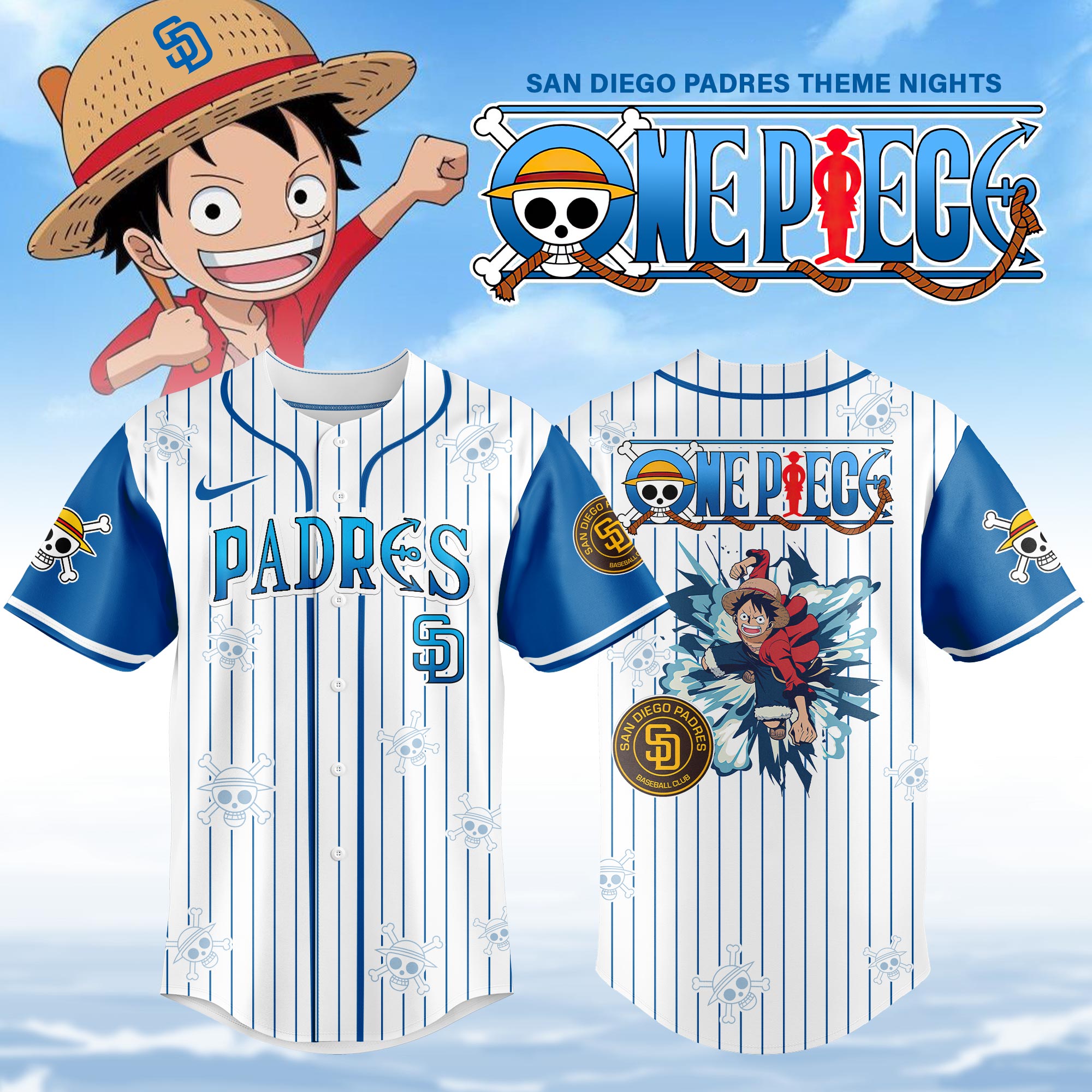 San Diego Padres MLB x One Piece Night Game Personalized New Baseball Jersey For Fan