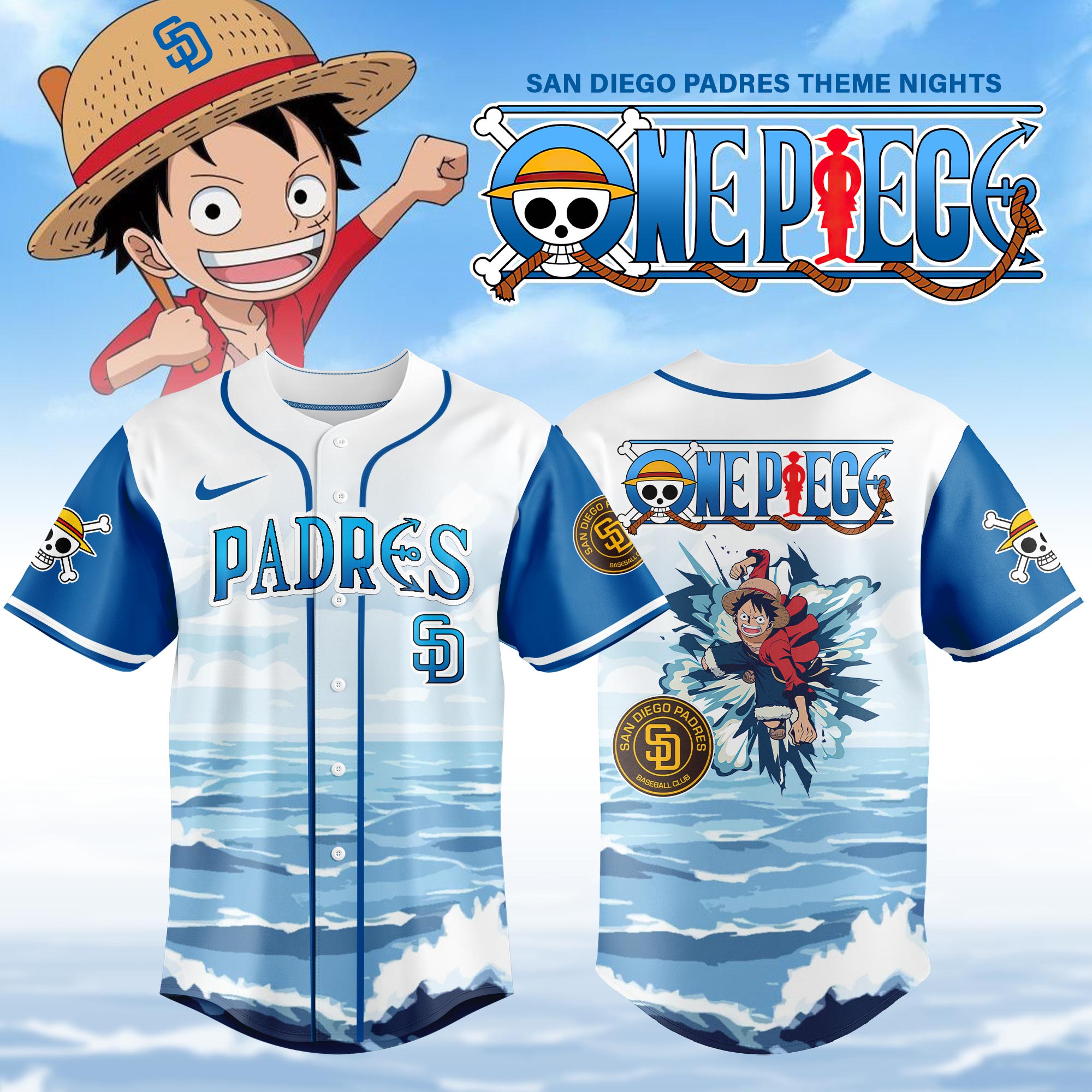 San Diego Padres MLB x One Piece Night Game Personalized New Baseball Jersey For Fan