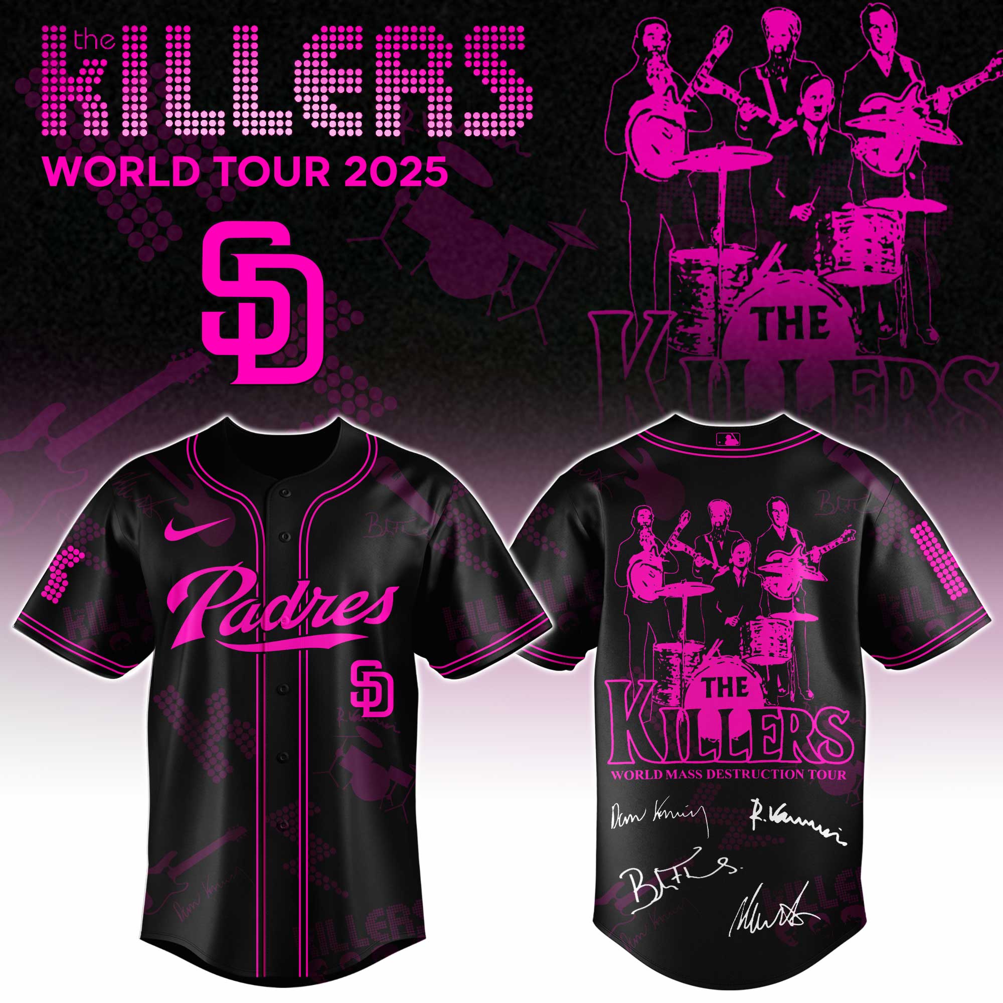 San Diego Padres MLB x The Killers 24th Anniversary Tour Personalized Baseball Jersey For Fans