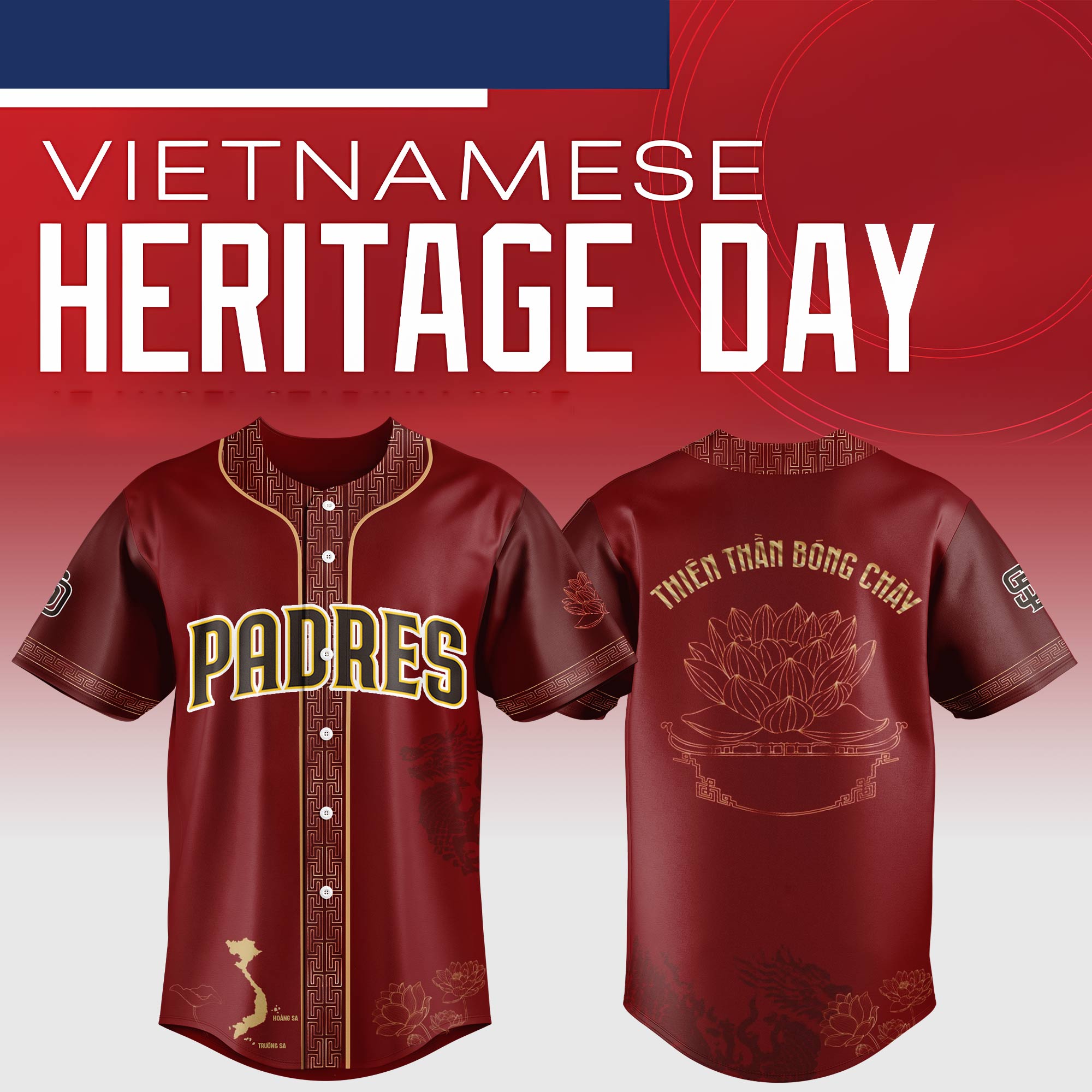 San Diego Padres MLB x Vietnamese Heritage Night Personalized Baseball Jersey For Fans