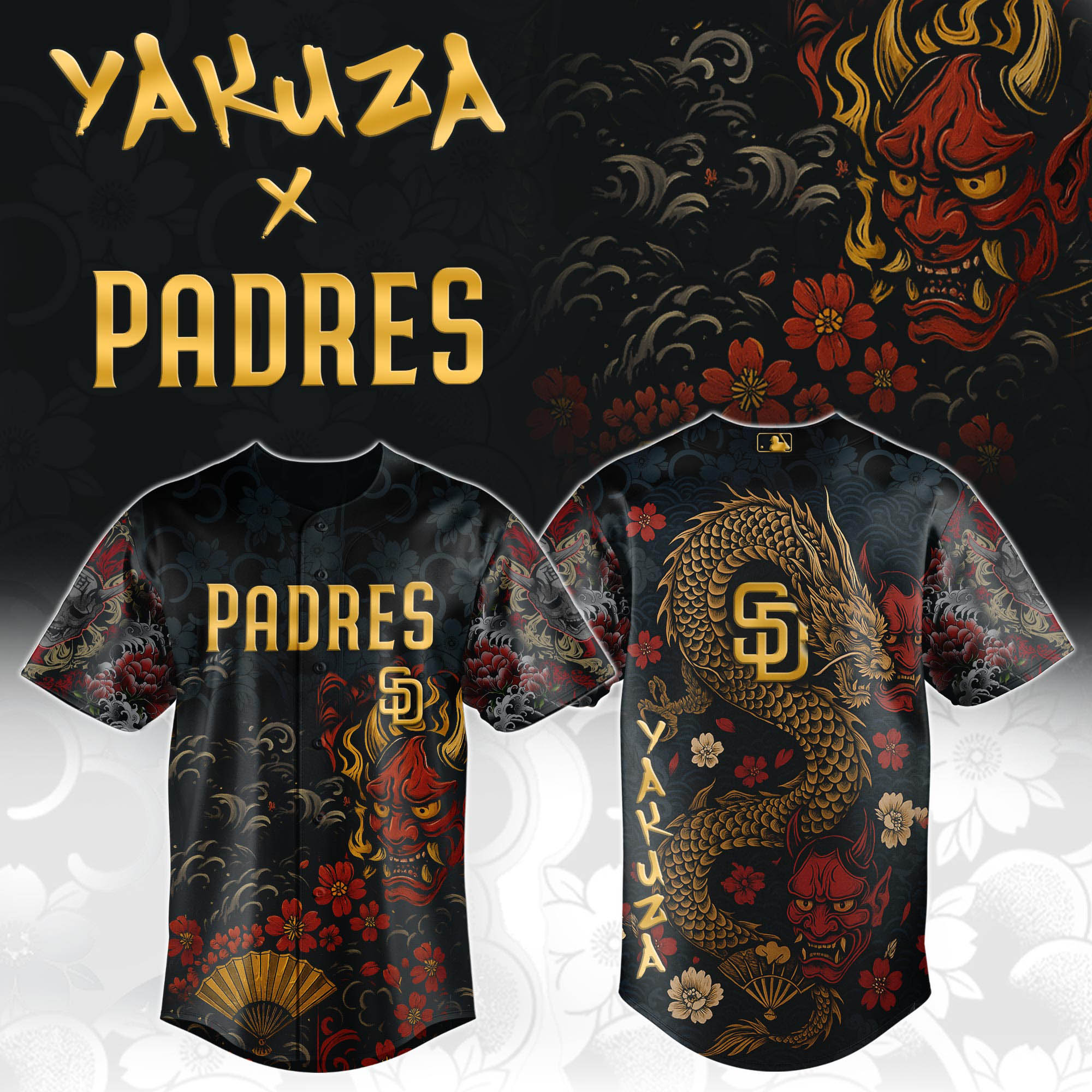 San Diego Padres MLB x Yakuza Dragon Oni Personalized Baseball Jersey For Fans