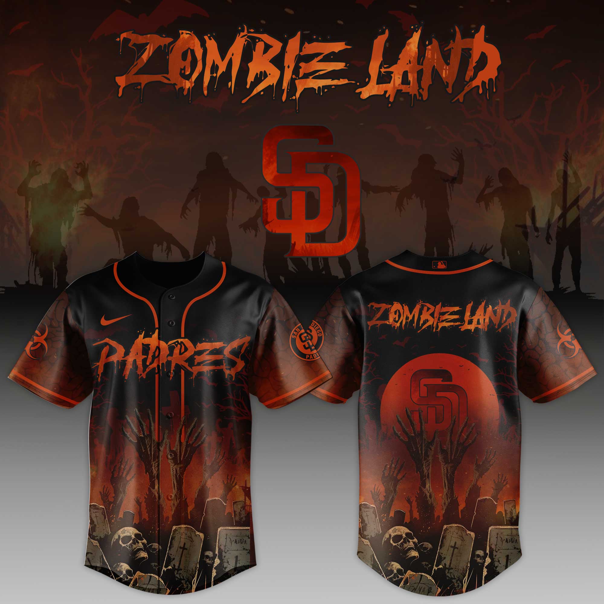San Diego Padres MLB x Zombie Land Personalized Baseball Jersey For Fans