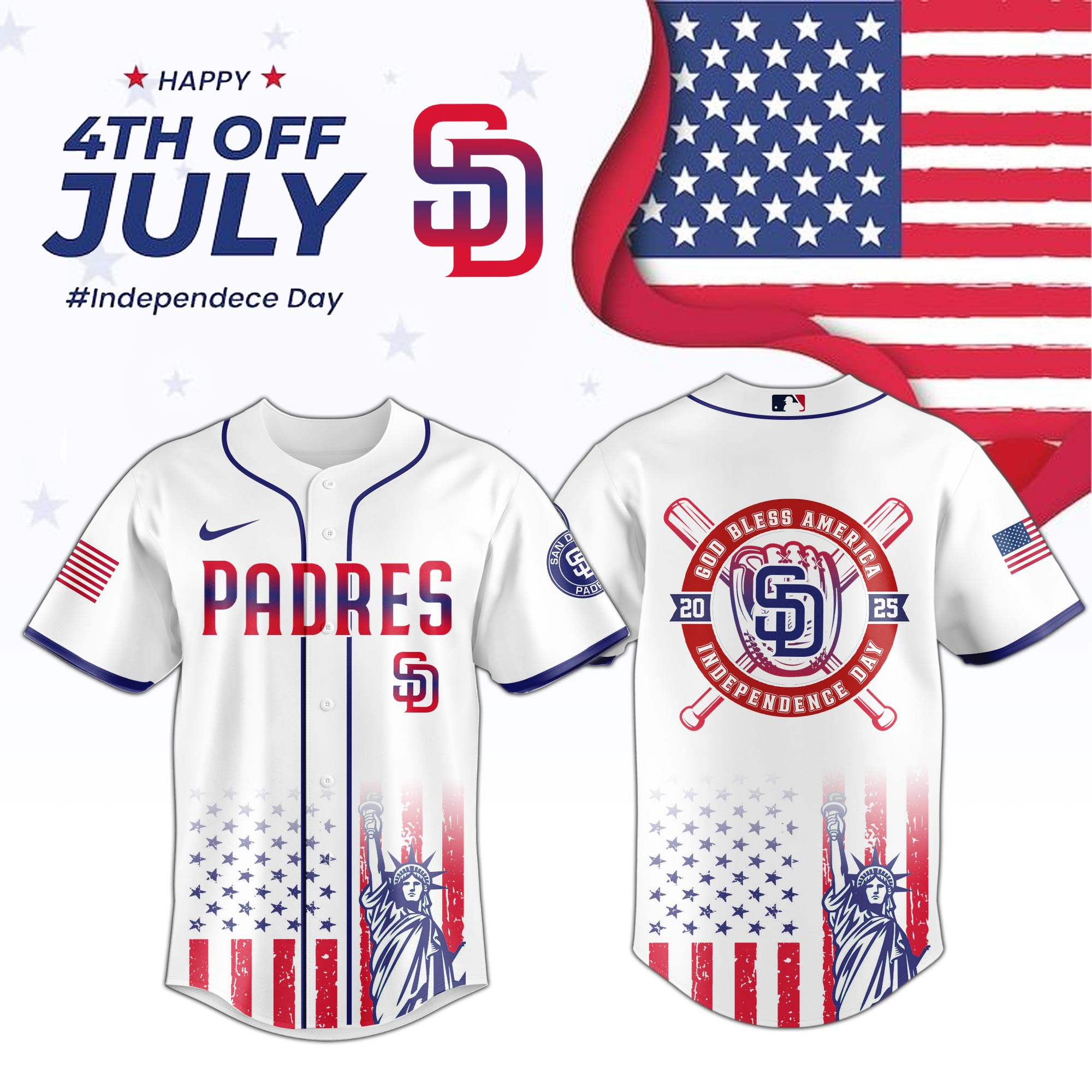 San Diego Padres Special Independence Day  Edition Jersey Baseball Player Gift Ideas