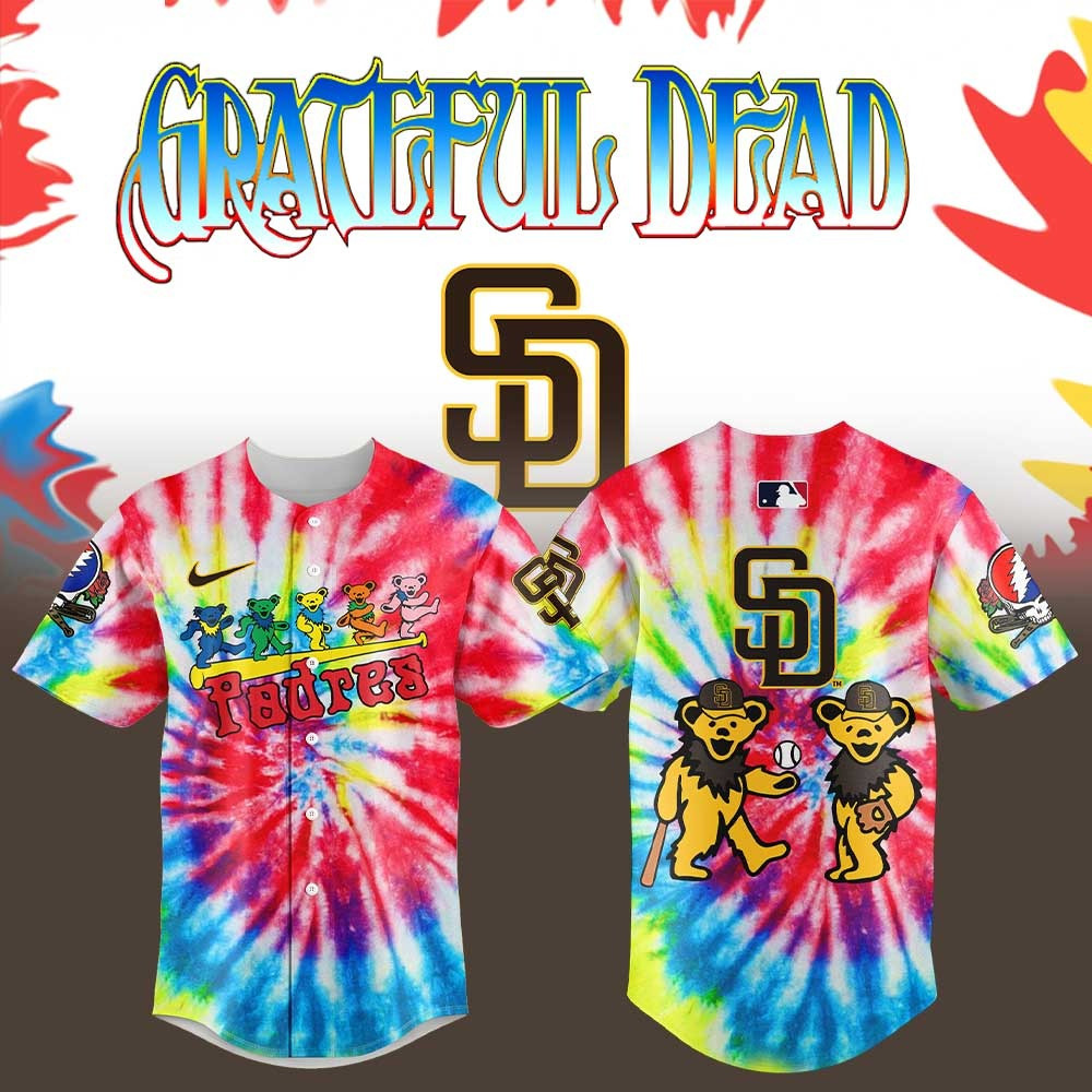 San Diego Padres x Grateful Dead Night Tie Dye Jersey MLB Baseball Fan Merch Apparel Gifts