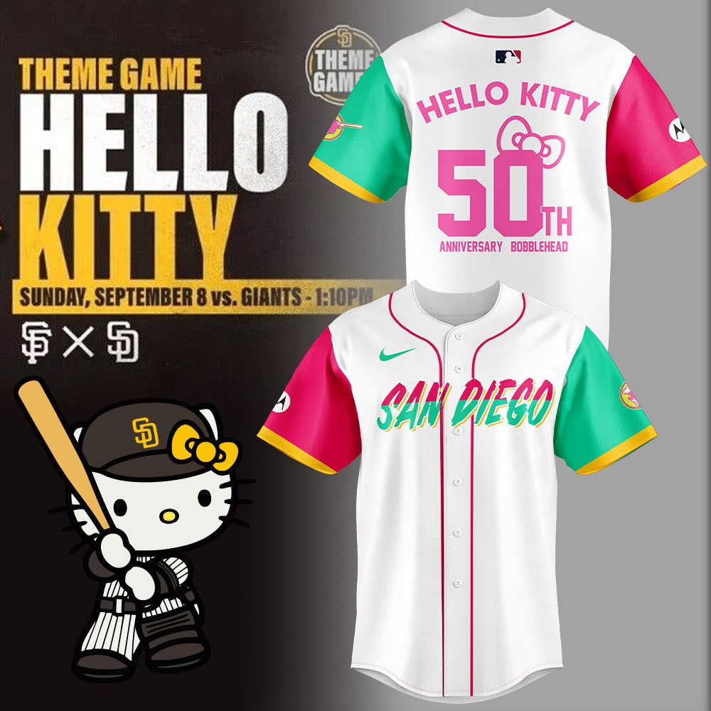 San Diego Padres x Hello Kitty Jersey  Editon Best Gift For Baseball Lovers