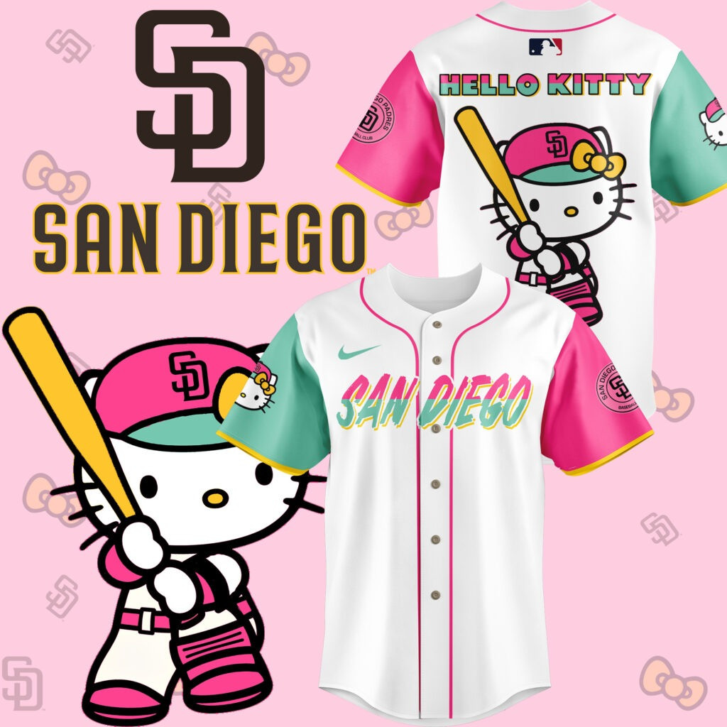 San Diego Padres x Hello Kitty Night Jersey 2025 MLB Merch Unique Baseball Lover Gift Ideas
