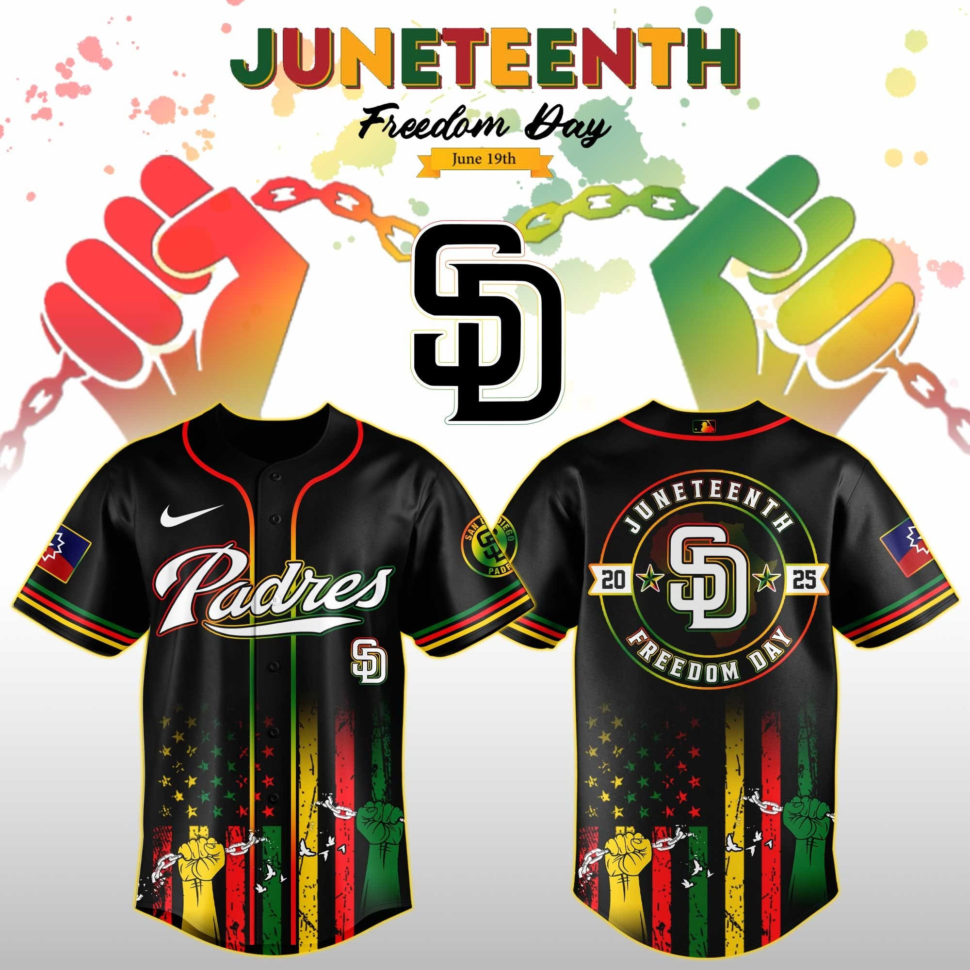 San Diego Padres X Juneteenth Freedom Day Jersey MLB Merch Gifts For Baseball Lovers Fans