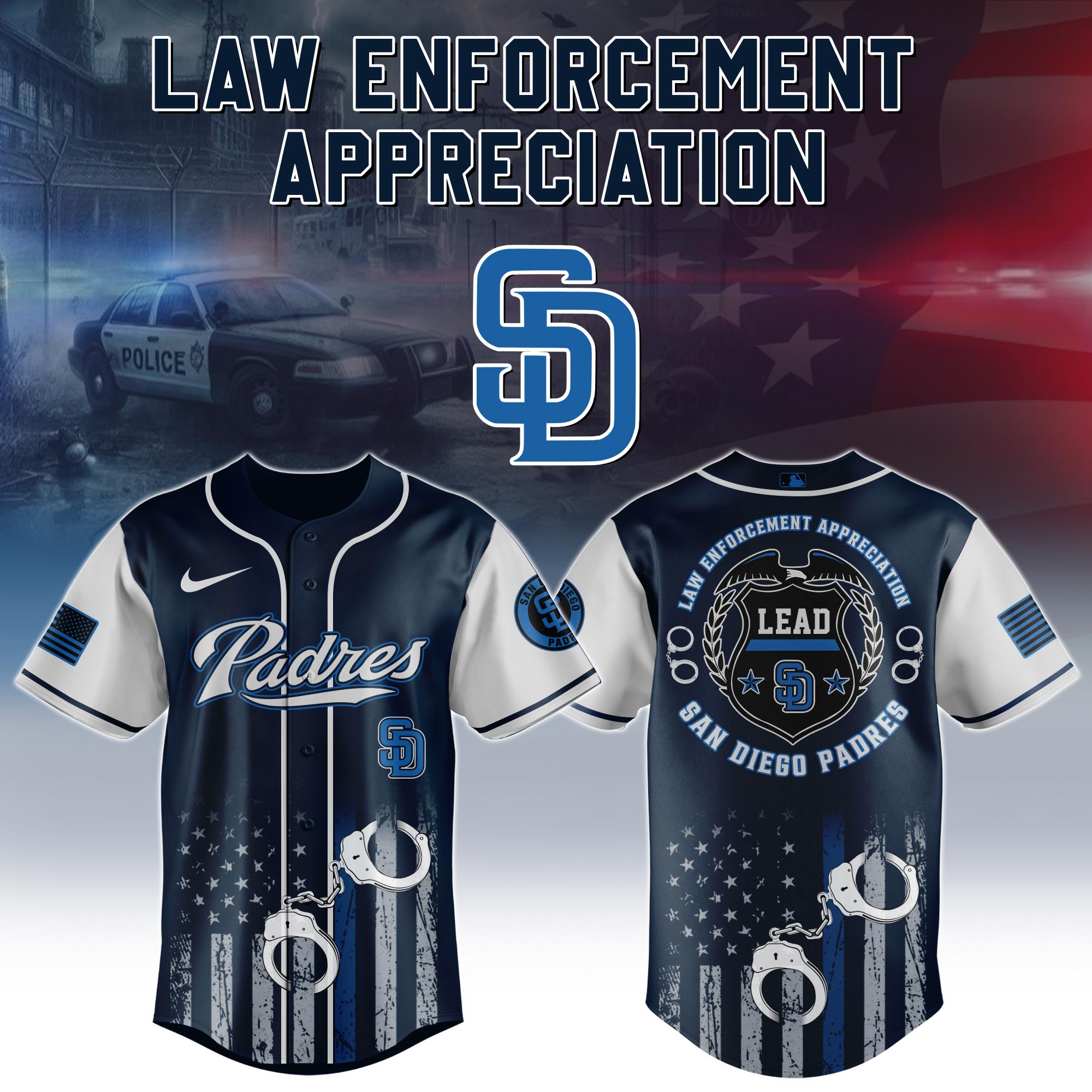 San Diego Padres x Law Enforcement Appreciation Day Jersey Gifts For Baseball Fans