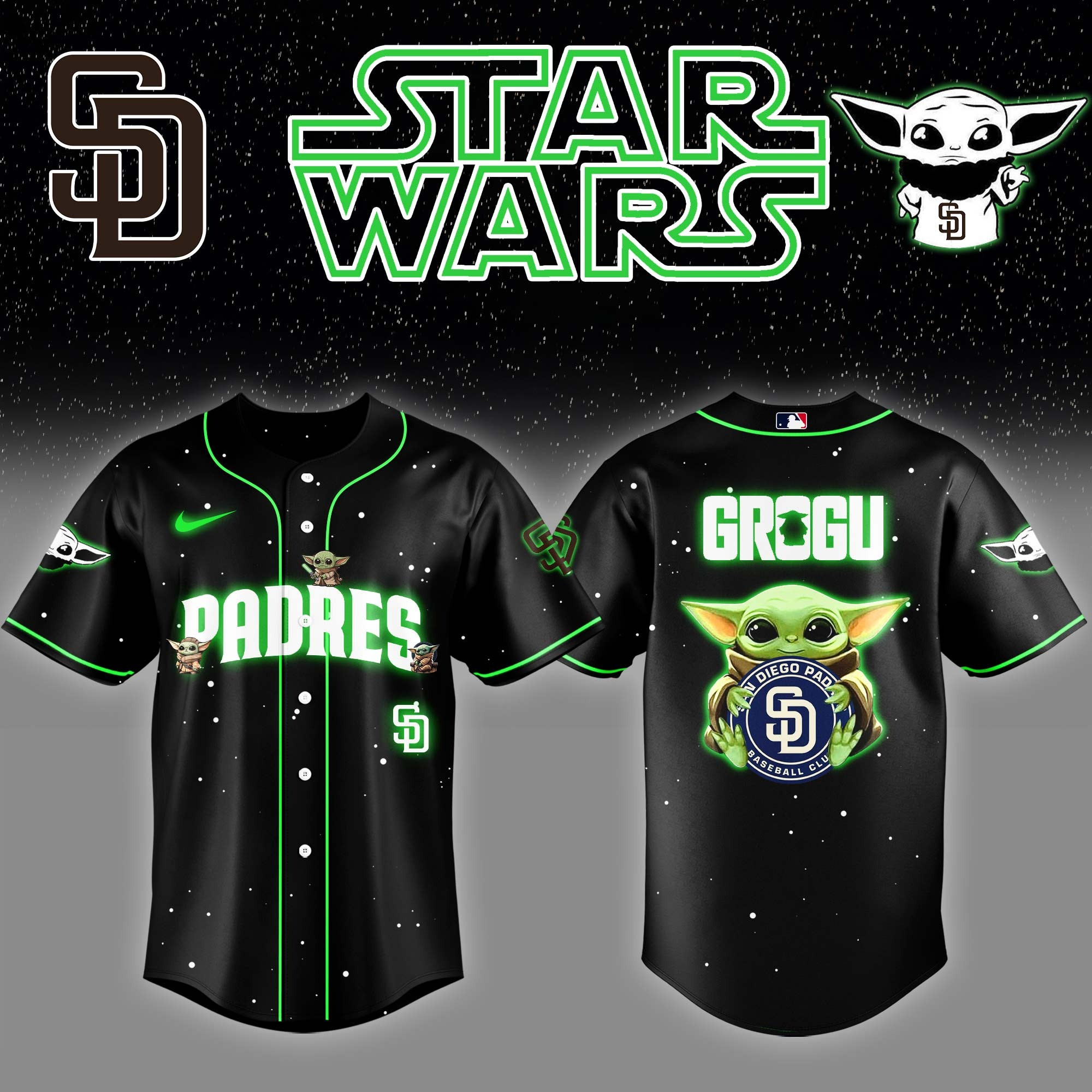 San Diego Padres x Star Wars Grogu Night Baseball Jersey Gifts For Baseball Fans