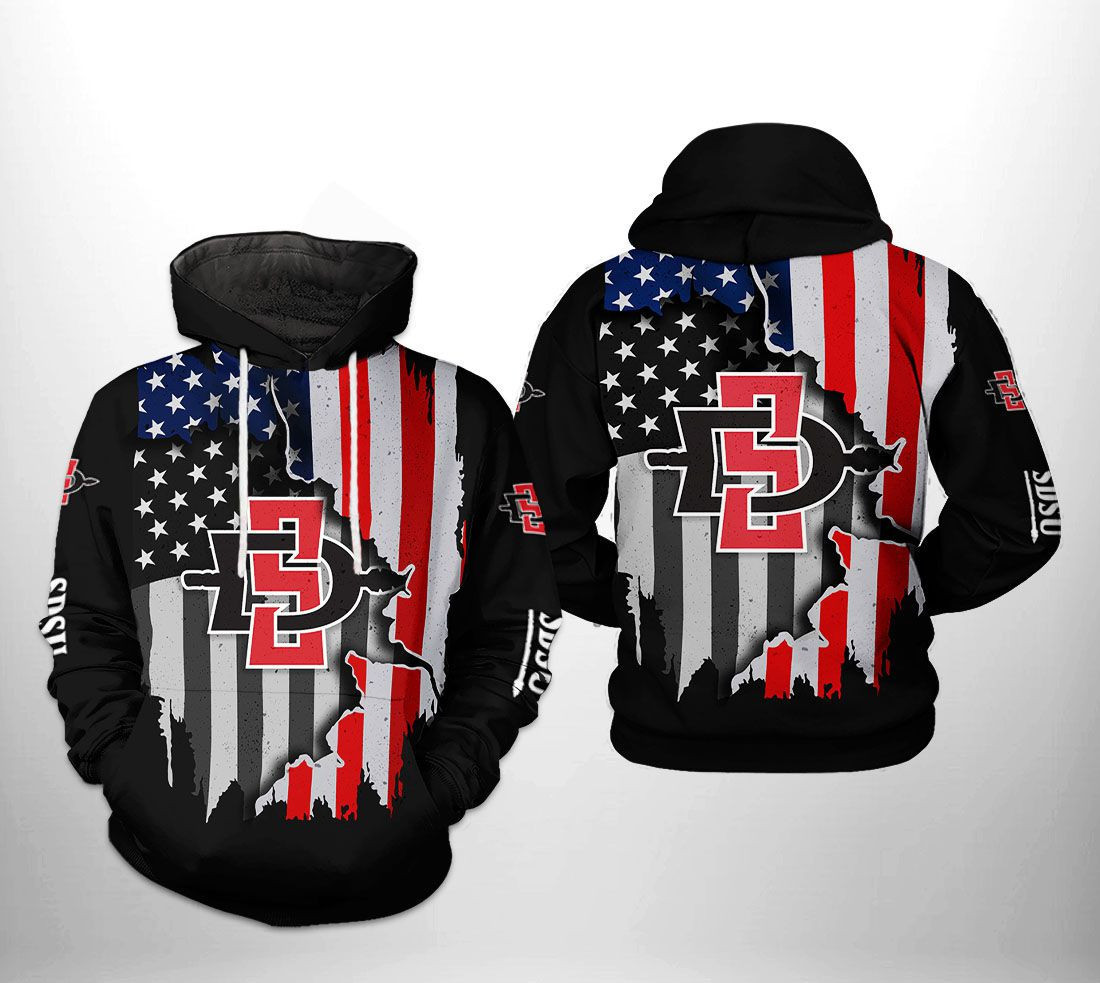 San Diego State Aztecs NCAA US Flag Hoodie  Zip Hoodie Style 2188 Gift For Sport Music Fans
