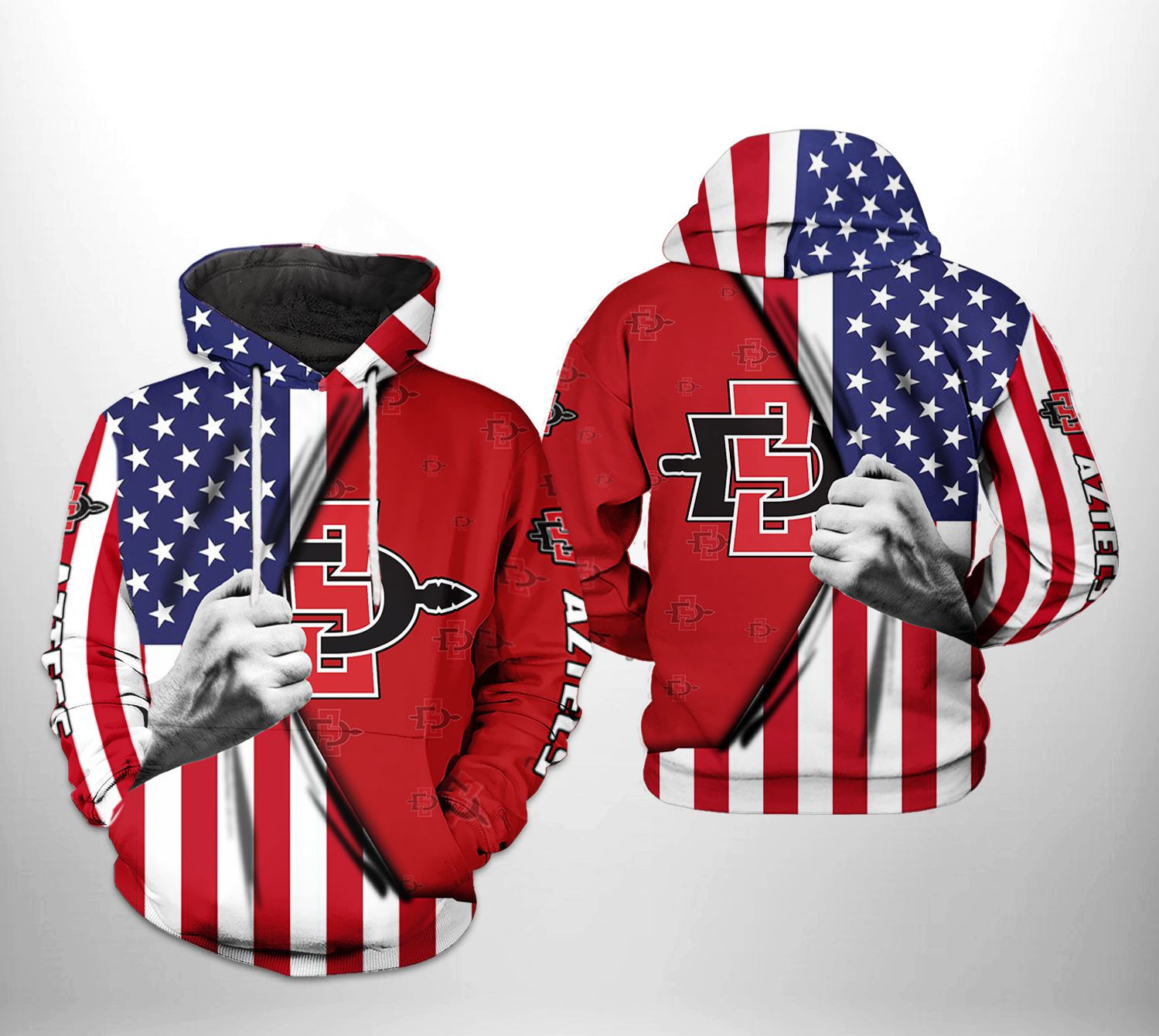 San Diego State Aztecs NCAA US Flag Hoodie  Zip Hoodie Version 2195