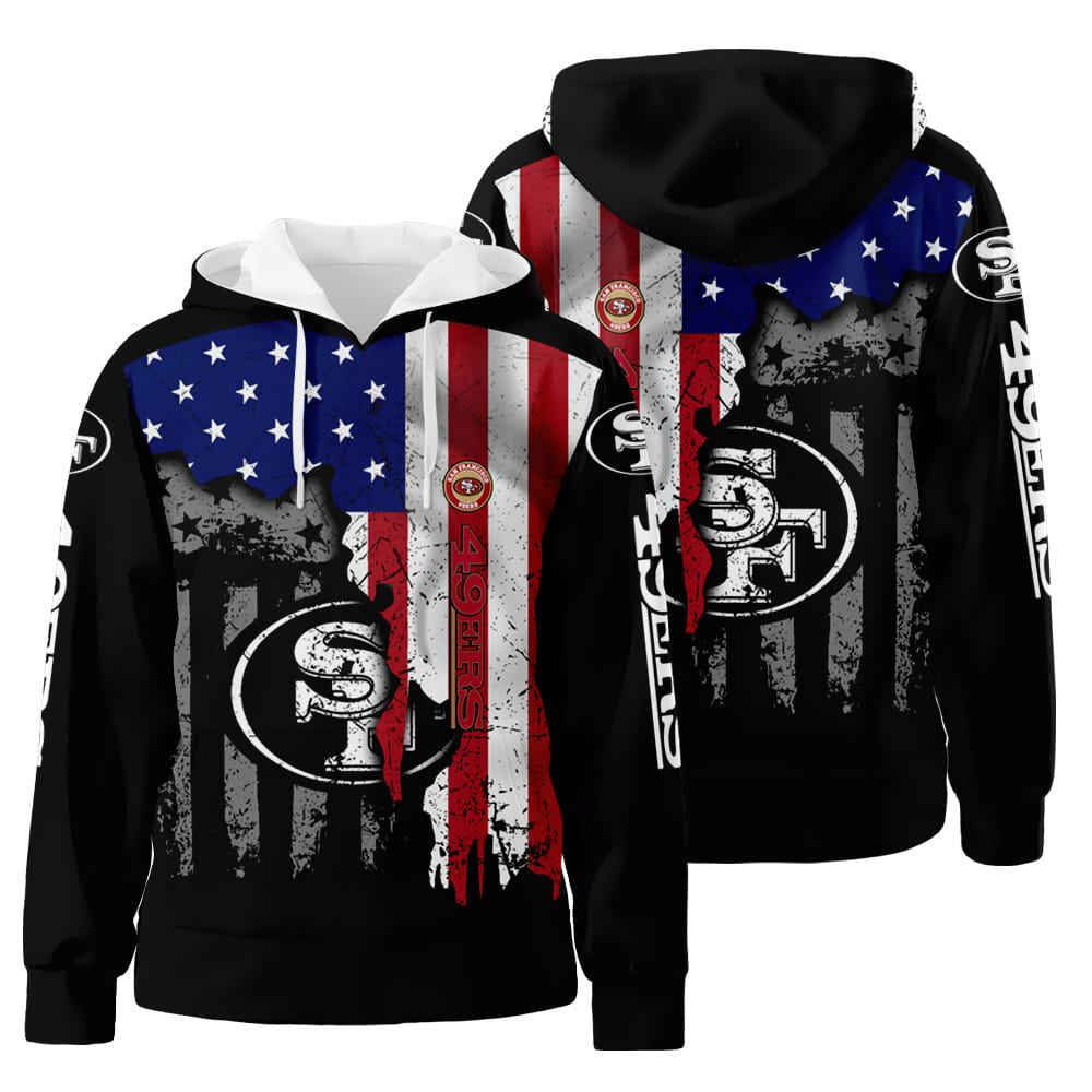 San Francisco 49ers American Flag 3D All Over Print Hoodie Zip-Up Hoodie