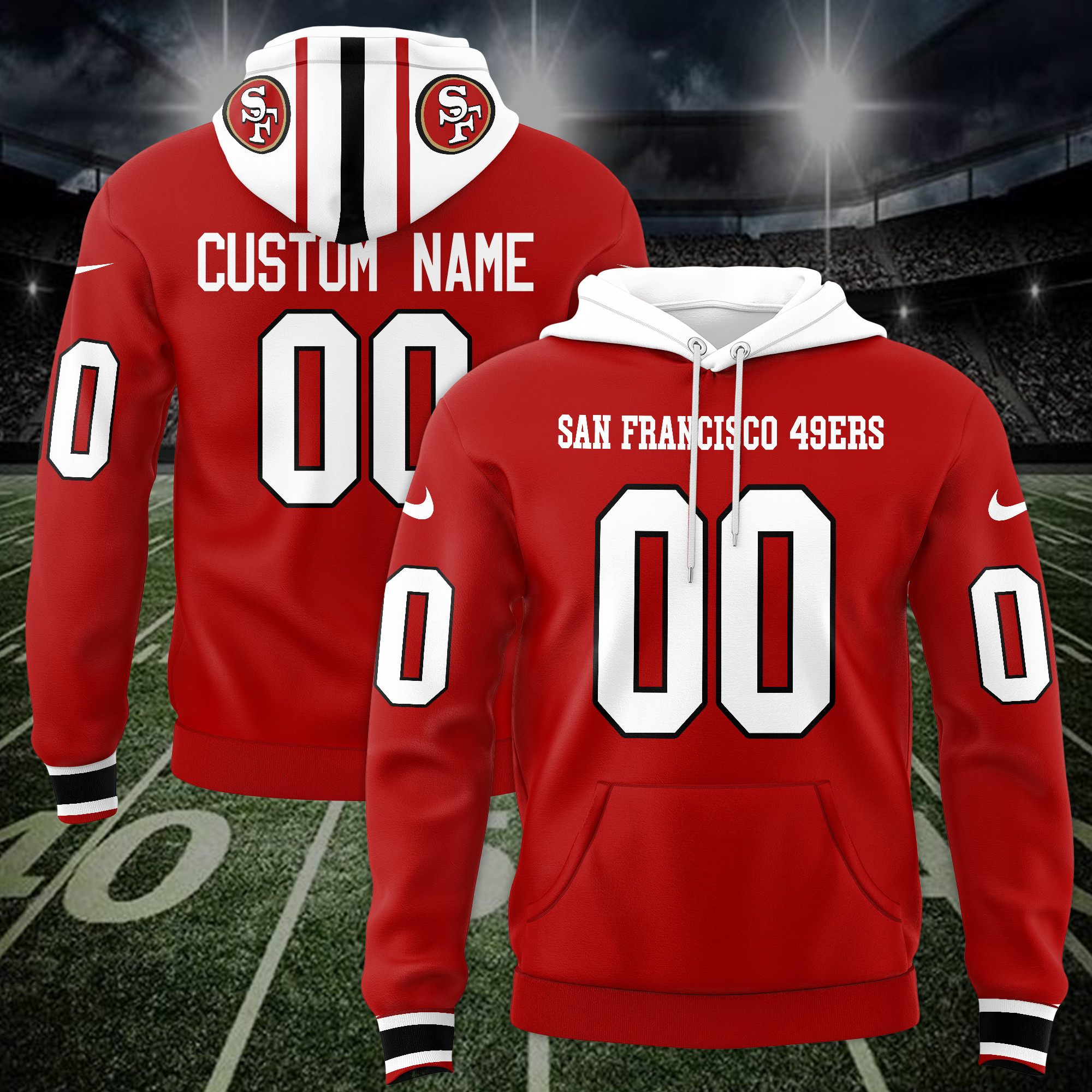 San Francisco 49ers Custom Name And Number 3D Hoodie