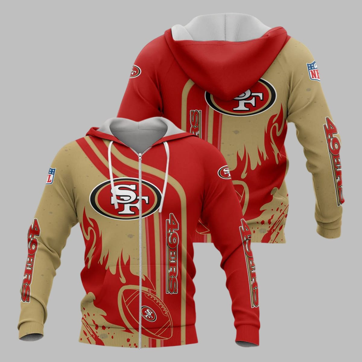 San Francisco 49ers Football Personalized 3D printed Sweatshirt Hoodie Zipped Hoodie