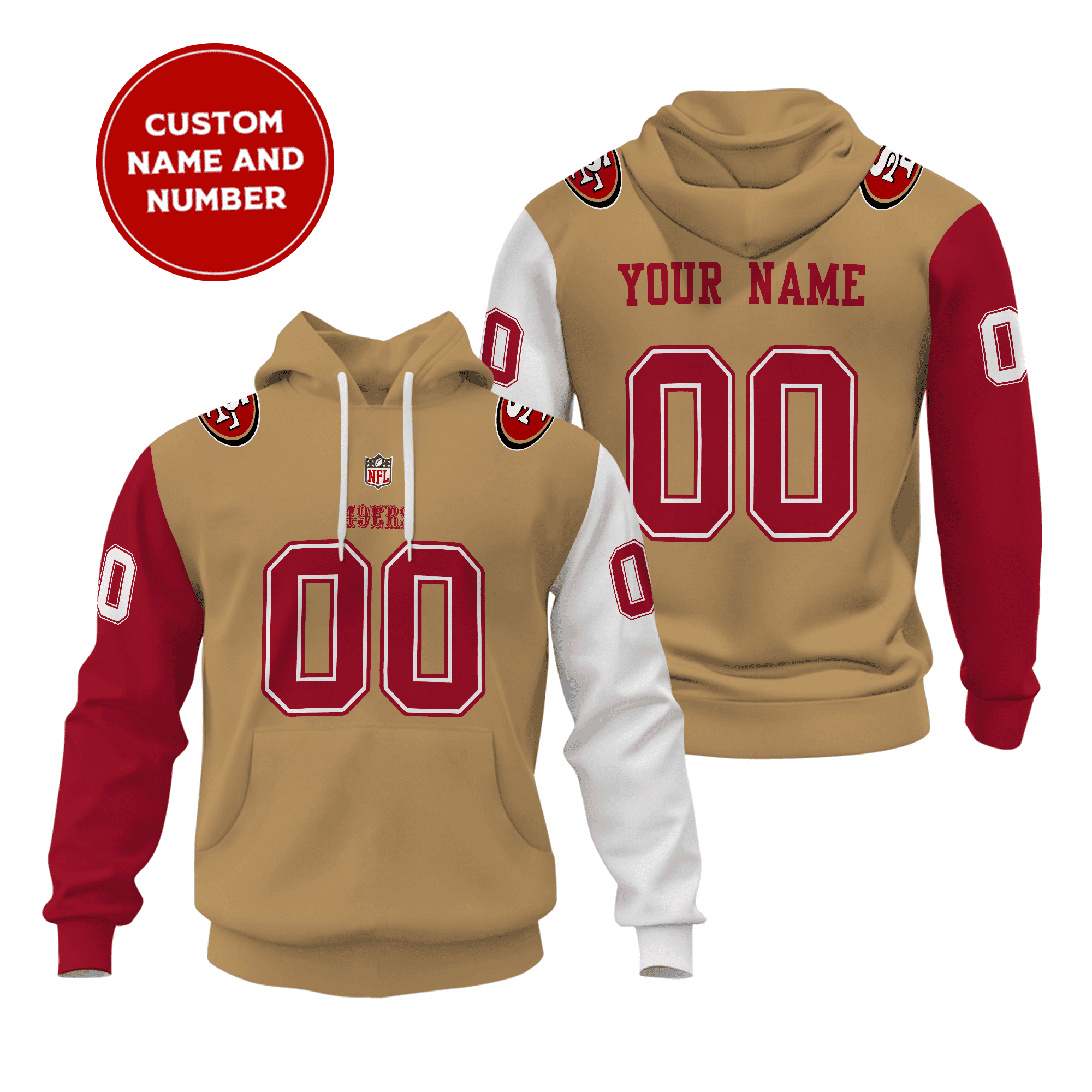 San Francisco 49ers Personalized Name And Number NFL 3D Hoodie Style 135 Premium Merchandise