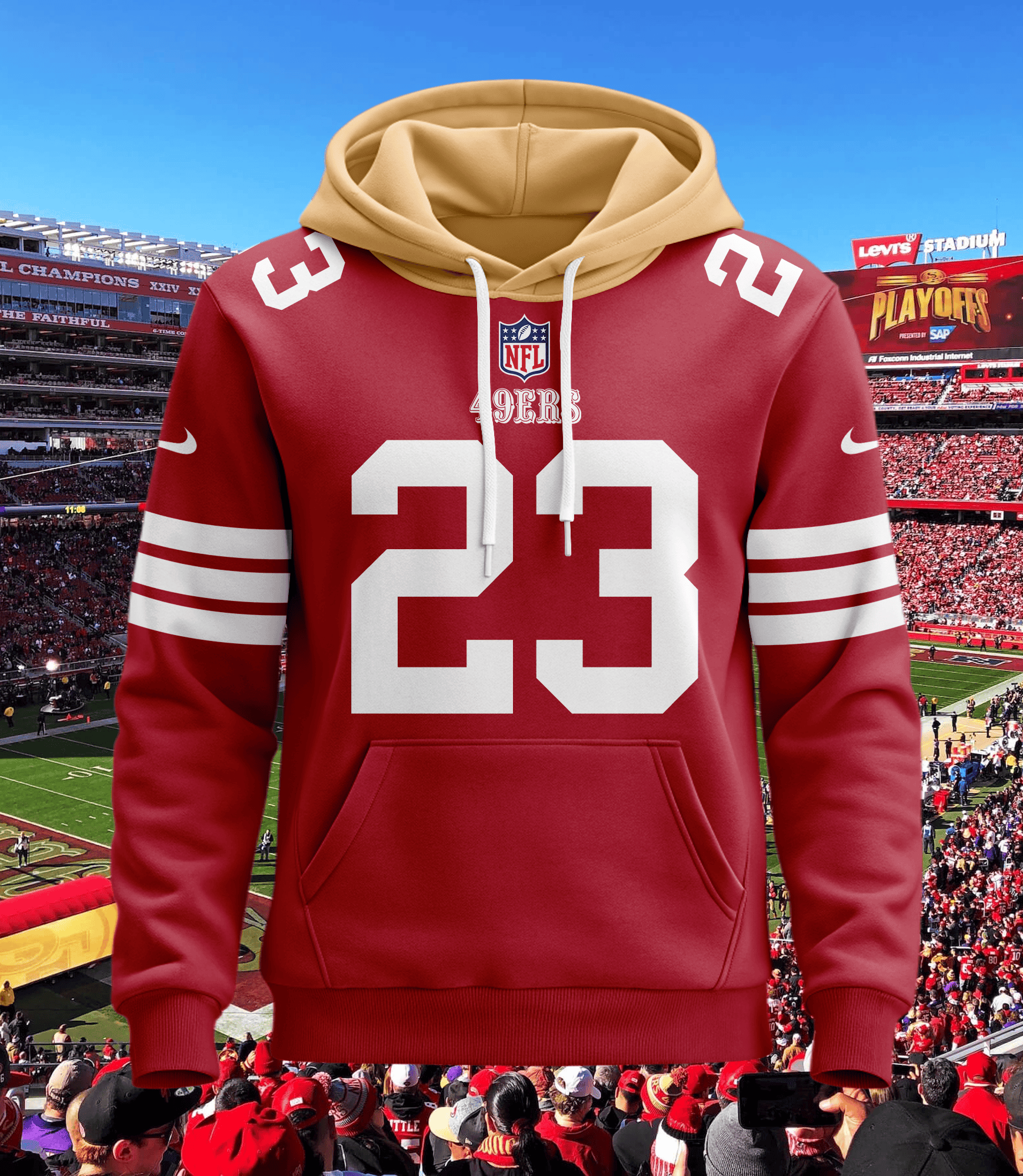 San Francisco 49ers Personalized Name And Number NFL 3D Hoodie Style 14 Gift For Sport Music Fans