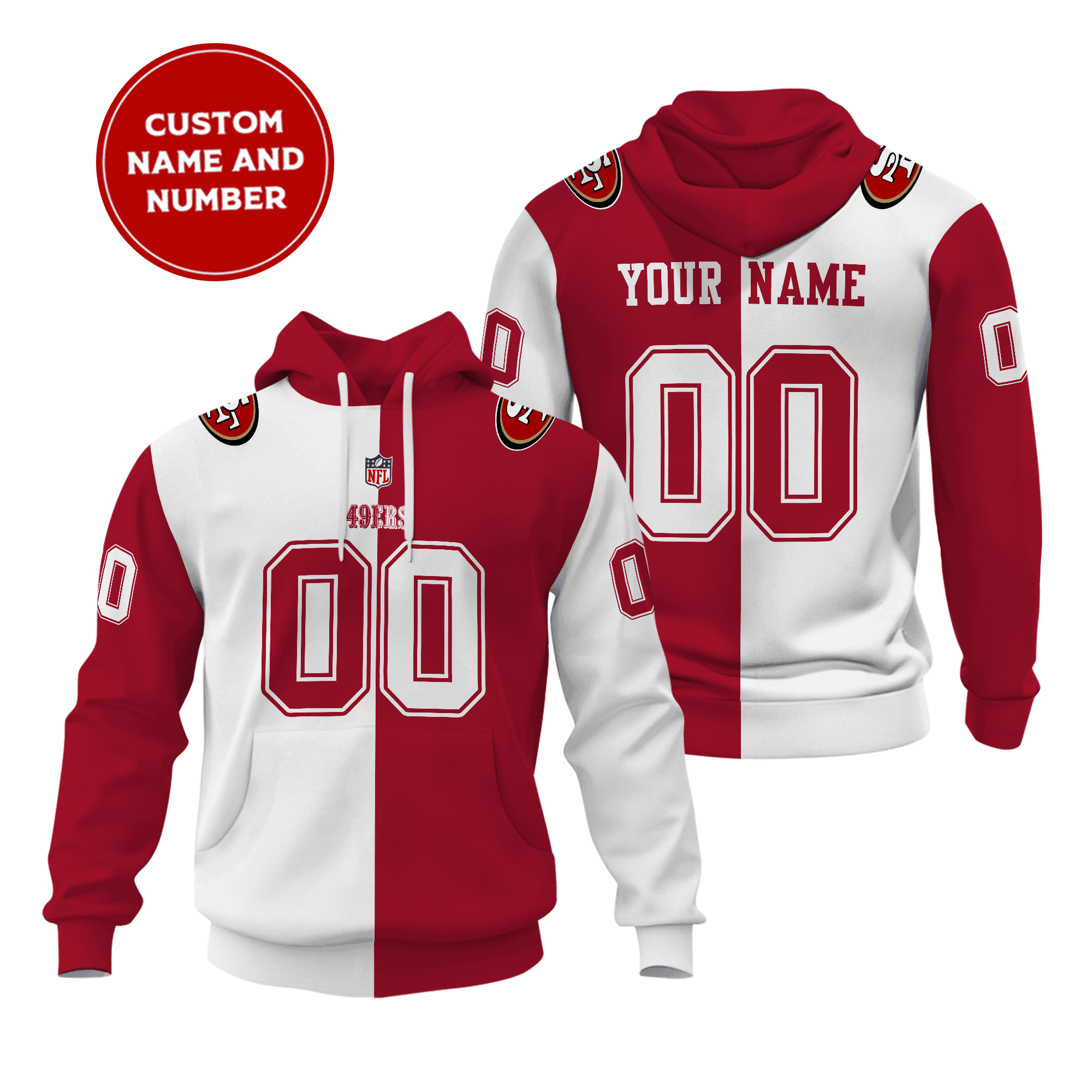 San Francisco 49ers Personalized Name And Number NFL 3D Hoodie Version 134