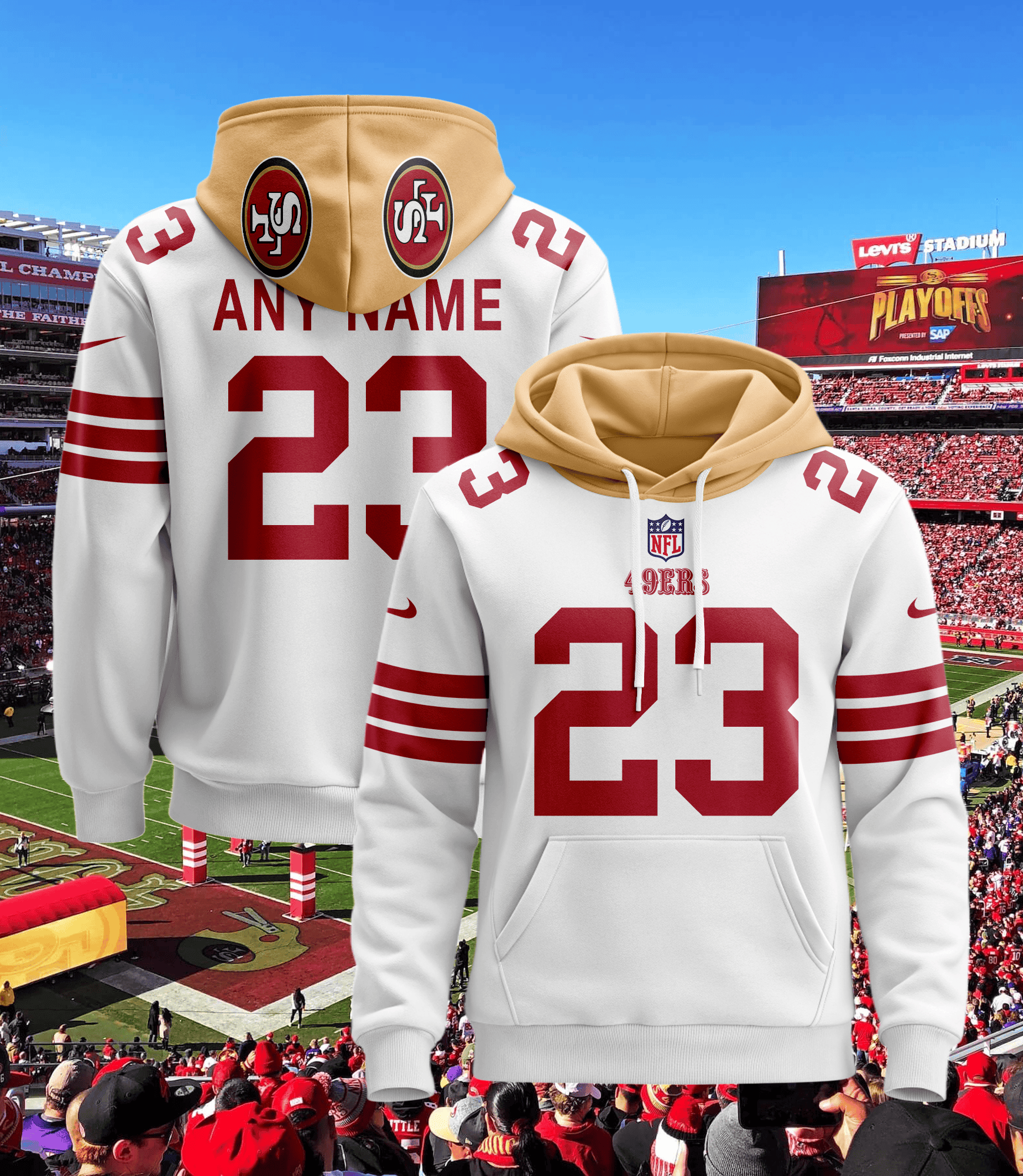 San Francisco 49ers Personalized Name And Number NFL 3D Hoodie Version 17