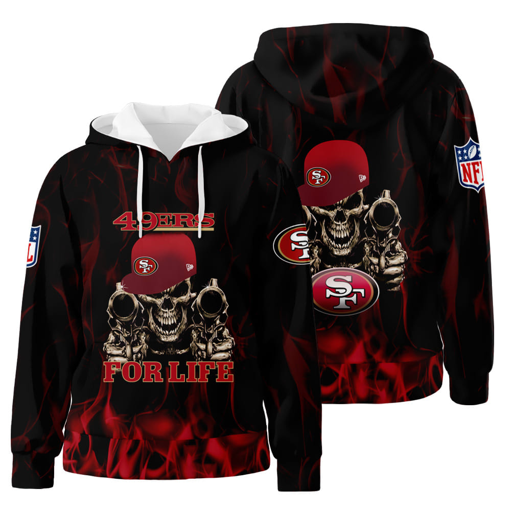 San Francisco 49ers Skull 3D All Over Print Hoodie Zip-Up Hoodie