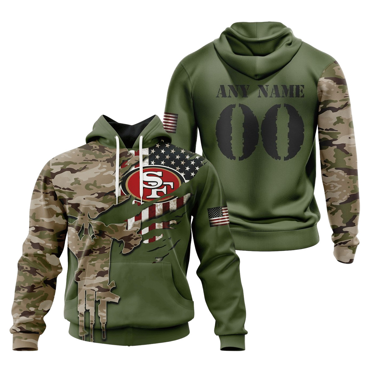 San Francisco 49ers Special Camo Design 3D printed Sweatshirt Hoodie Zipped Hoodie