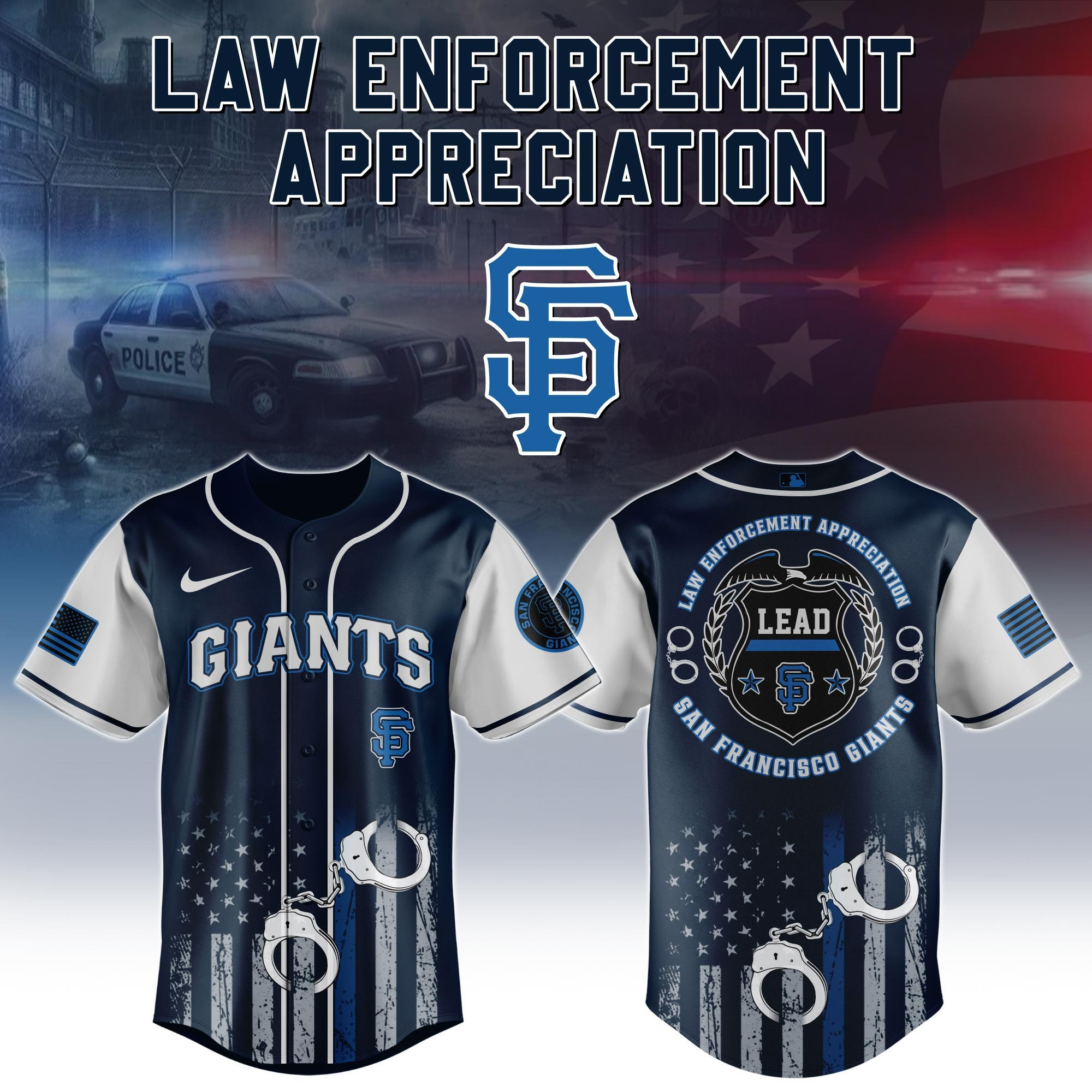 San Francisco Giants Law Enforcement Appreciation Day Jersey Thin Blue Line Baseball Gifts