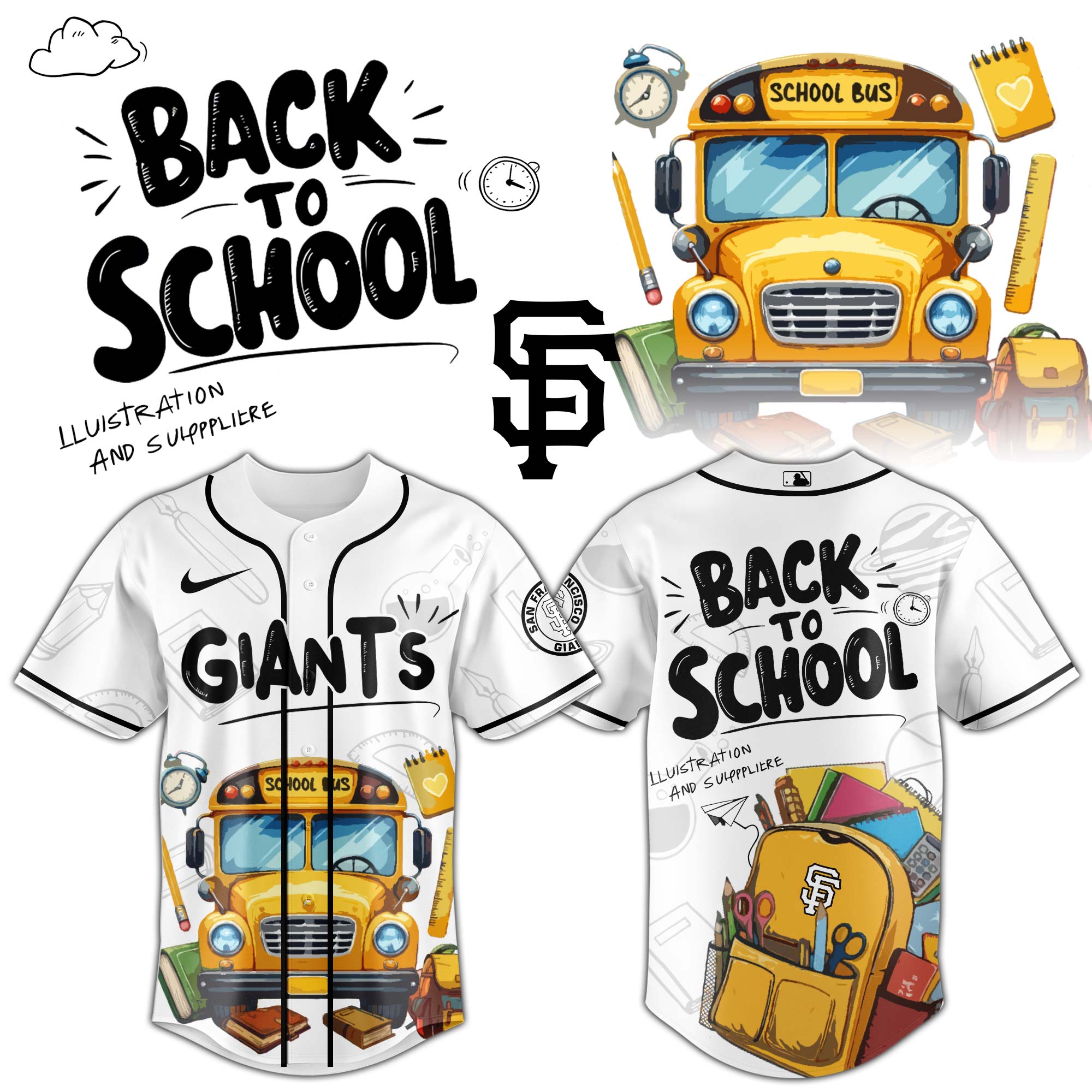 San Francisco Giants MLB x Back To School Personalized Baseball Jersey For Fans