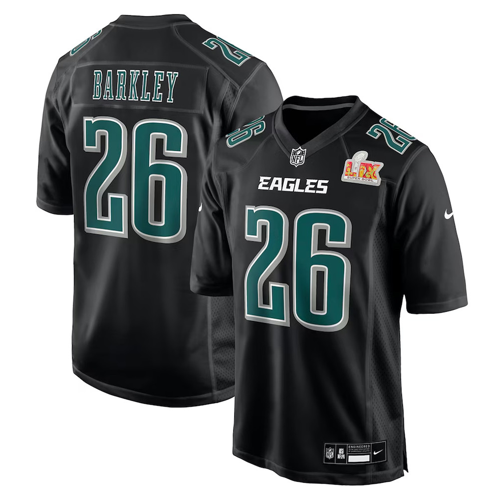 Saquon Barkley Carbon Black Philadelphia Eagles Super Bowl LIX Fashion Game Player Jersey