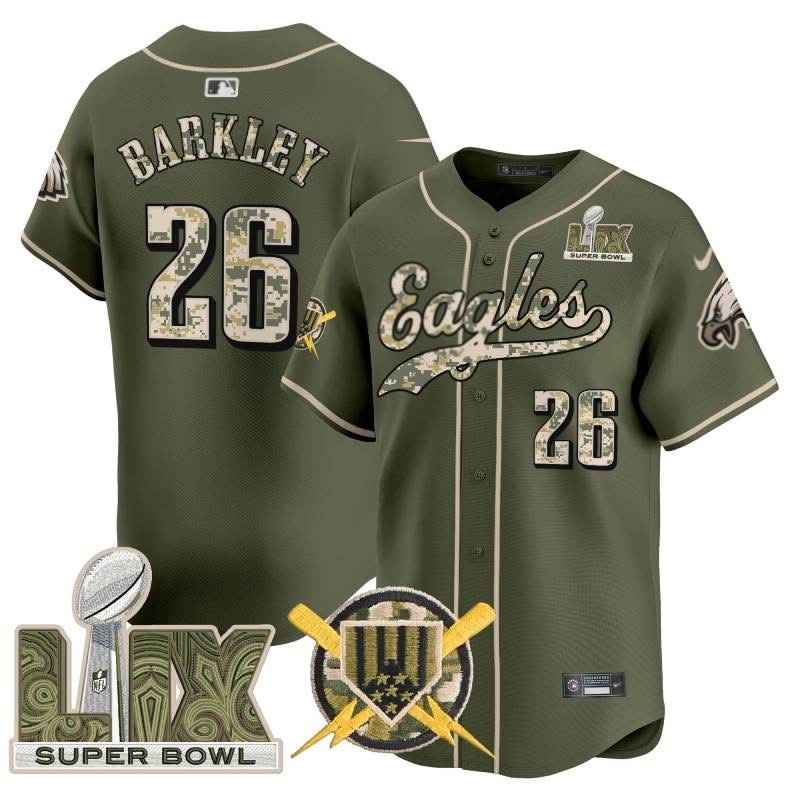 Saquon Barkley Philadelphia Eagles Baseball Jersey Camo Kelly Green Merch Eagles Fan Gifts
