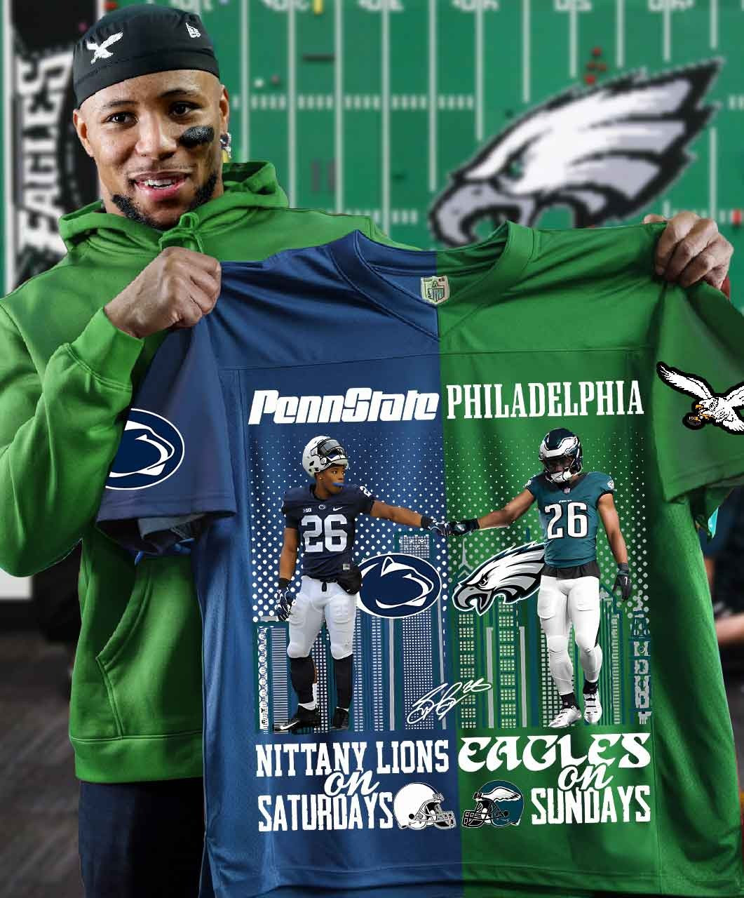 Saquon Barkley Philadelphia Eagles Penn State Nittany Lions-V-neck Short Sleeve Jersey