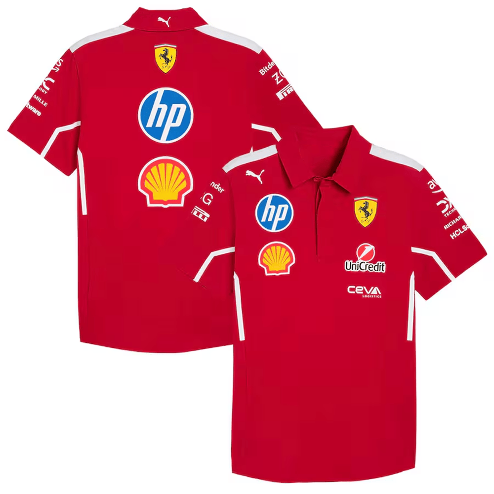 Scuderia Ferrari 2025 Team Polo Shirt Ferrari F1 Merch Gifts For Racing Car Fans