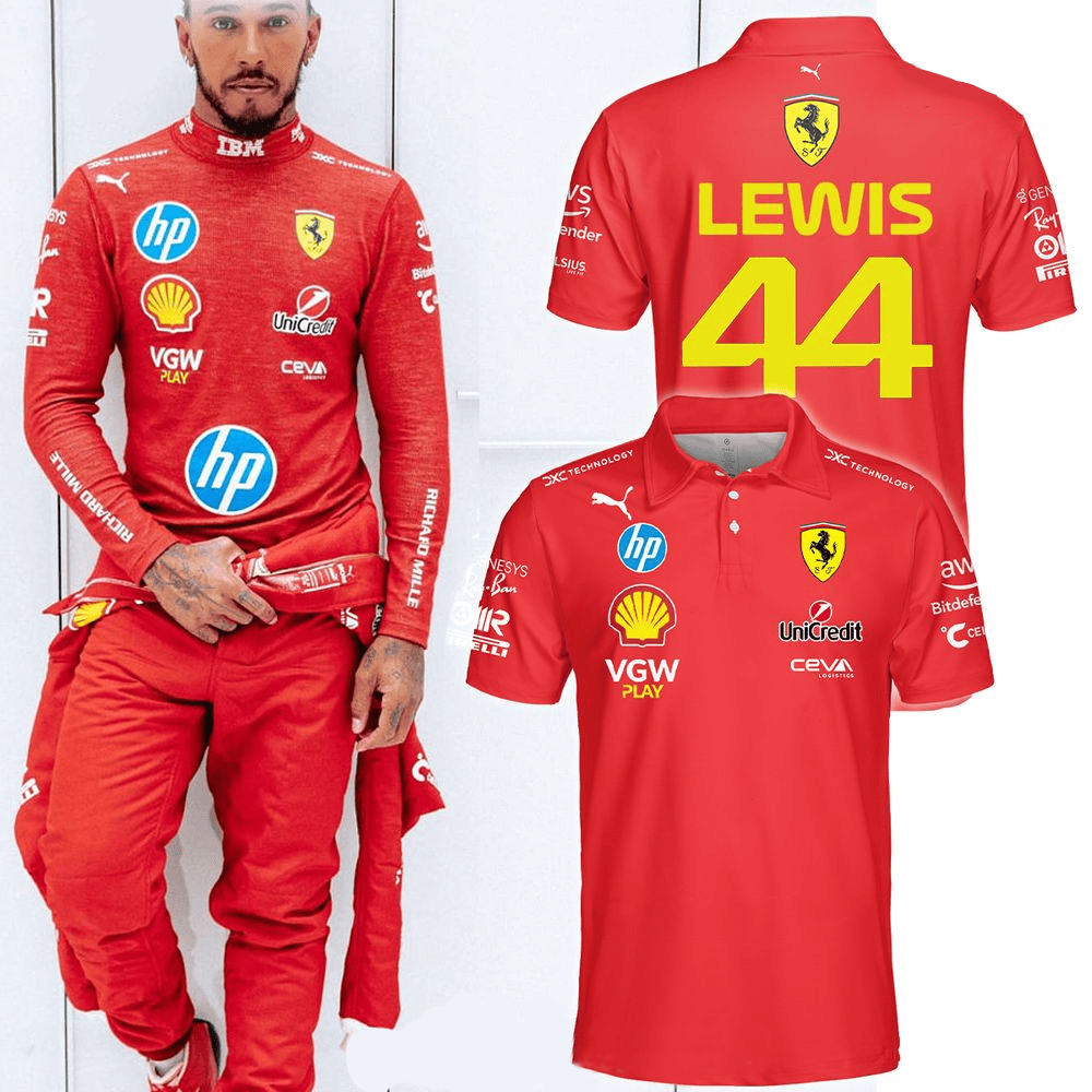 Scuderia Ferrari F1 Lewis 44 Special Polo Shirt Scuderia Ferrari Merch Good Gifts For Dads