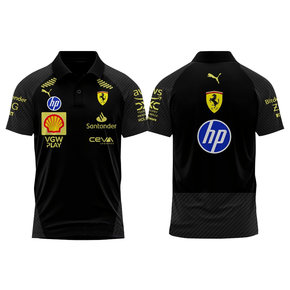 Scuderia Ferrari HP Italian GP 2024 Black Polo Shirt Scuderia Ferrari Merch Cool Gifts For Dad
