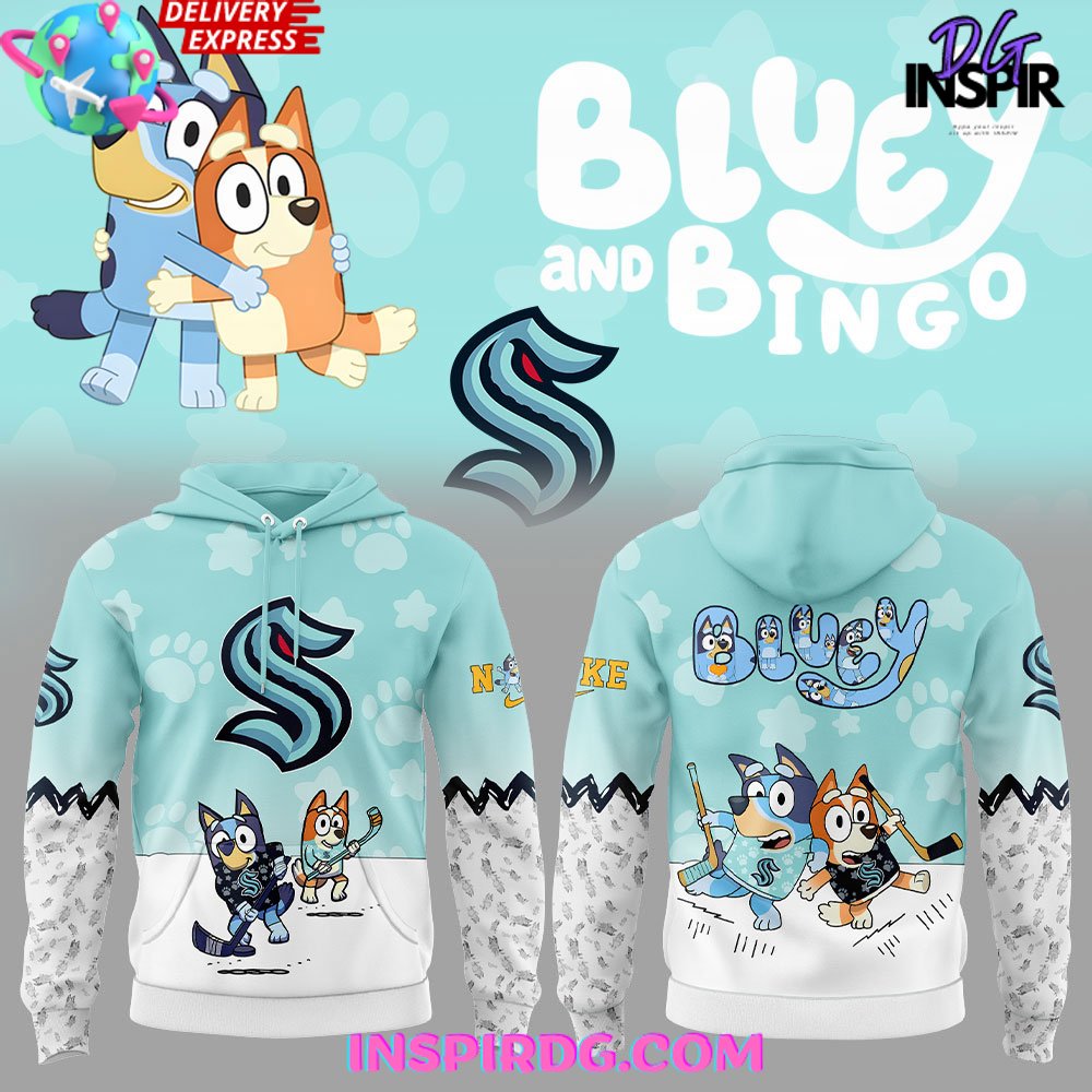 Seattle Kraken Bluey and Bingo Special Hoodie Gift For Sport Music Fans