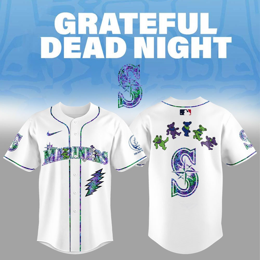 Seattle Mariners 2025 Grateful Dead Night Jersey MLB Merch Gifts For Baseball Fans