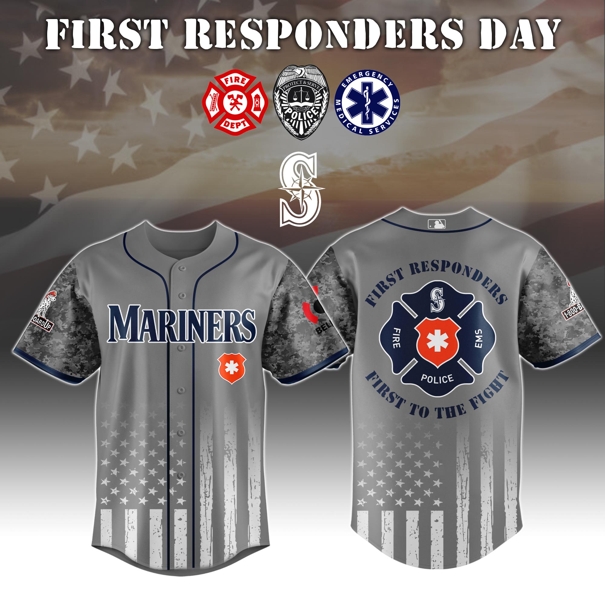 Seattle Mariners MLB x First Responders Jersey 2025 Gift For Baseball Fans