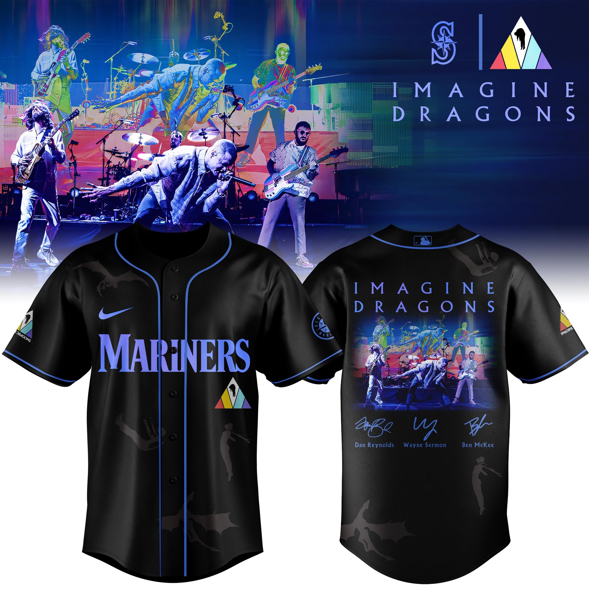 Seattle Mariners MLB x Imagine Dragons 17th Anniversary Tour Personalized Baseball Jersey For Fans