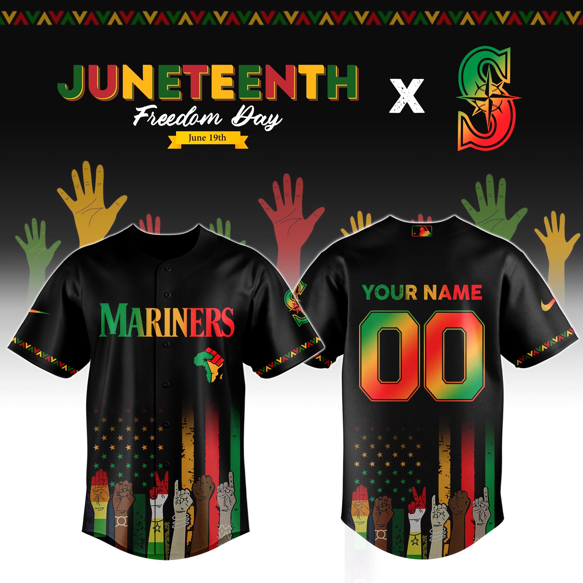 Seattle Mariners MLB x Juneteenth Jersey Personalized Baseball Jersey For Fan