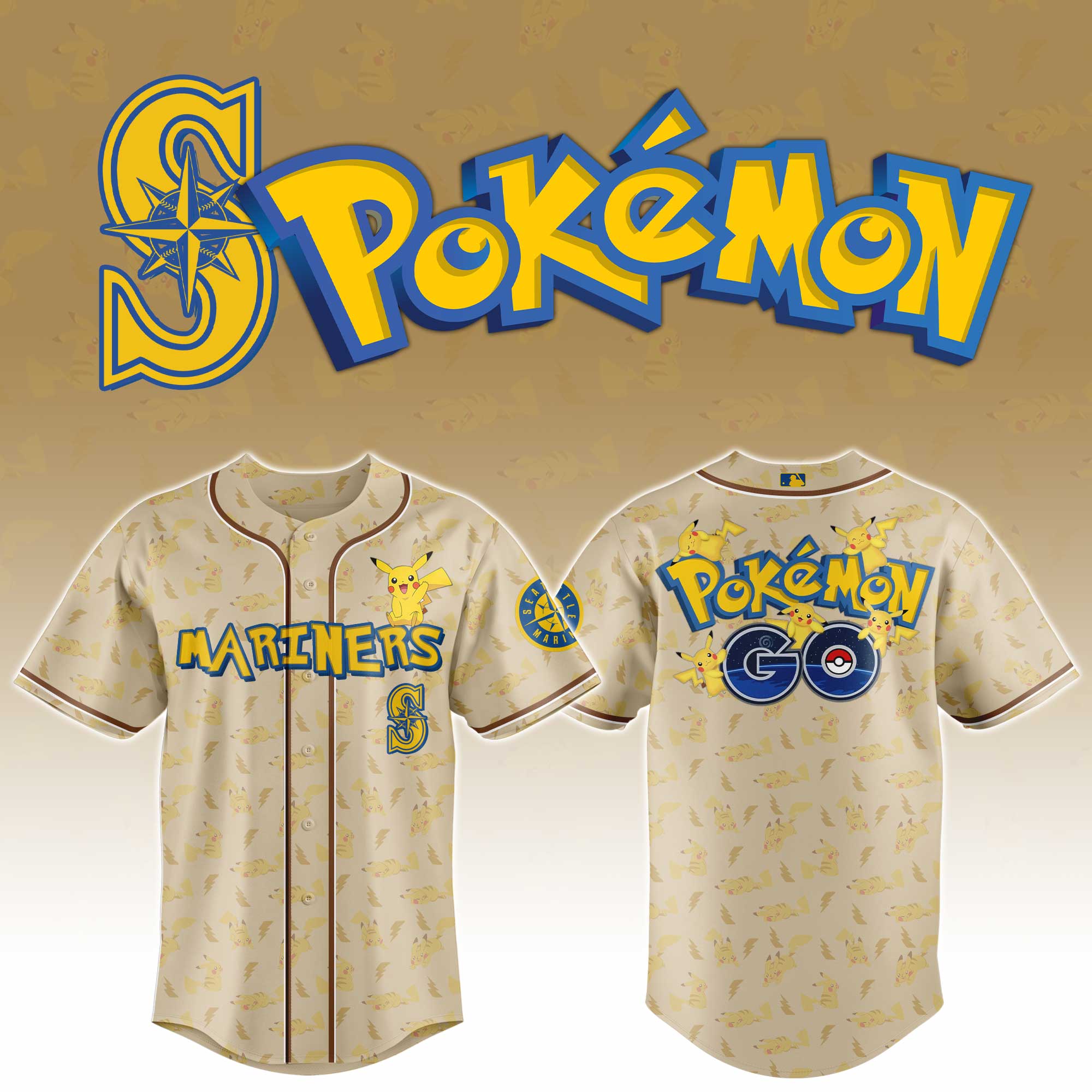 Seattle Mariners MLB x Pokemon Go Master Personalized Baseball Jersey For Fans