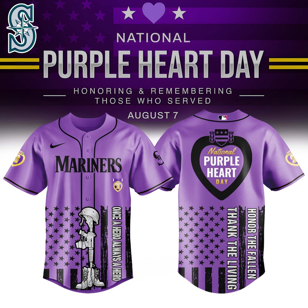 Seattle Mariners MLB X Purple Heart Day Personalized Baseball Jersey For Fans