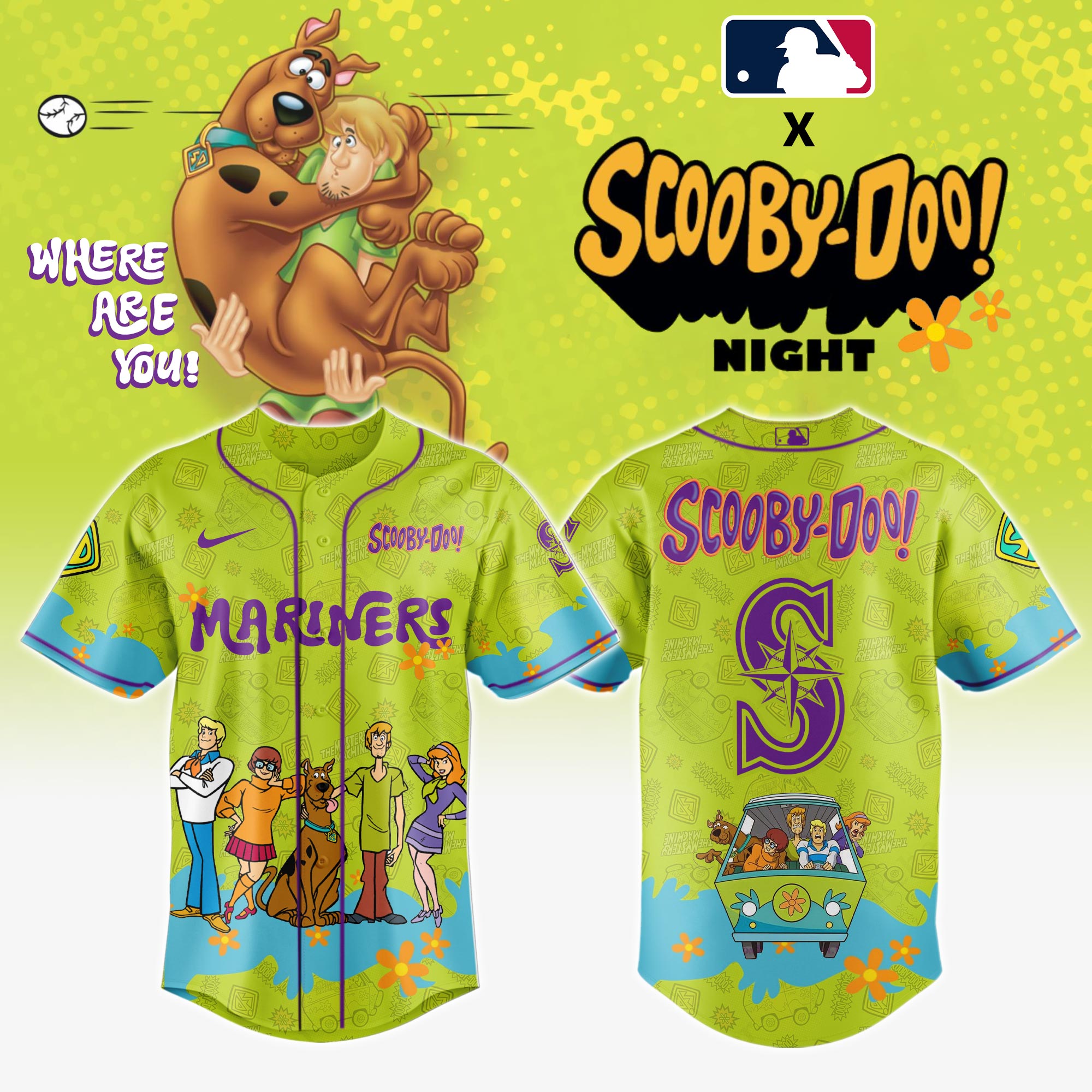Seattle Mariners MLB x Scooby Doo Personalized New Baseball Jersey For Fans