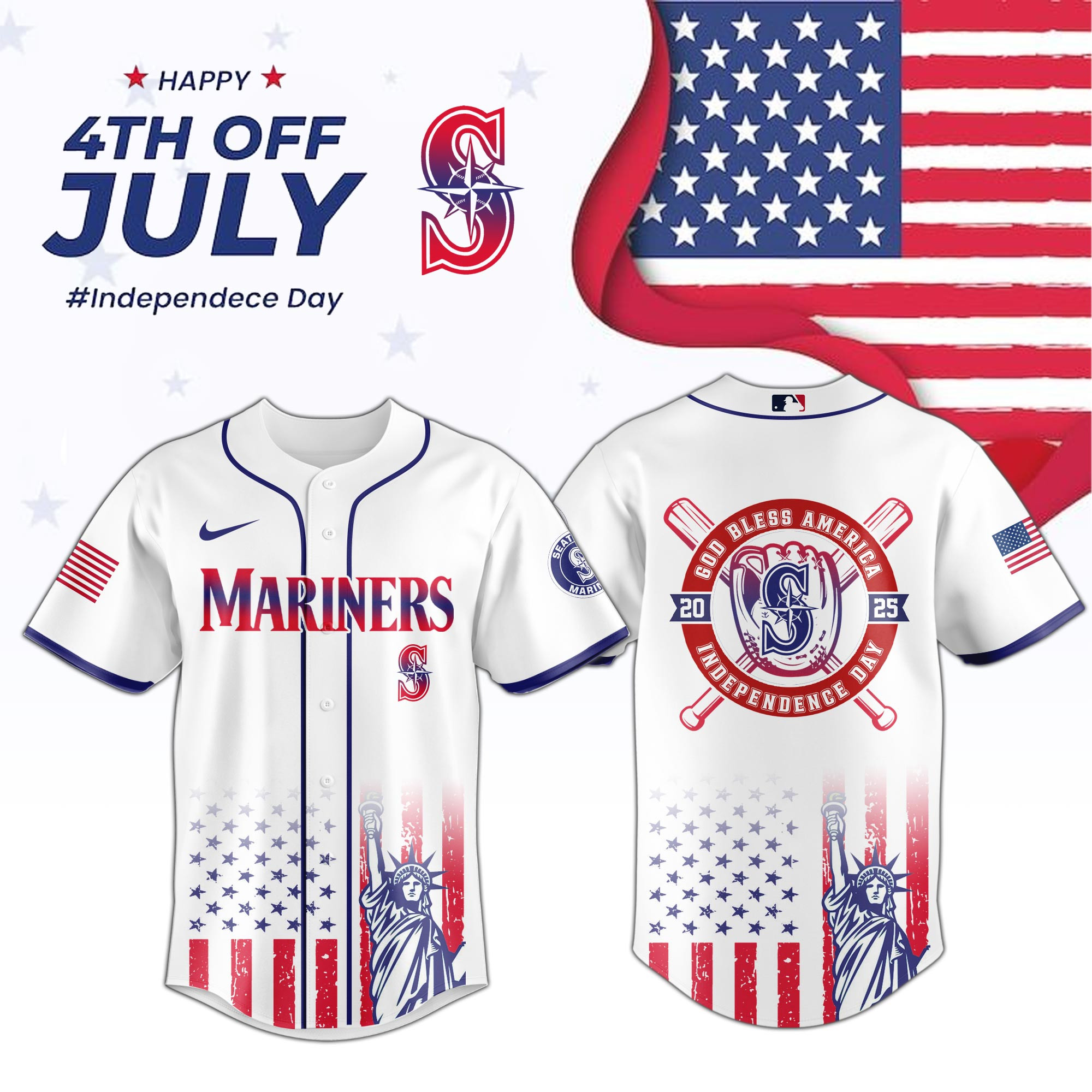 Seattle Mariners Special Independence Day  Edition Jersey Gift Ideas For Baseball Fans