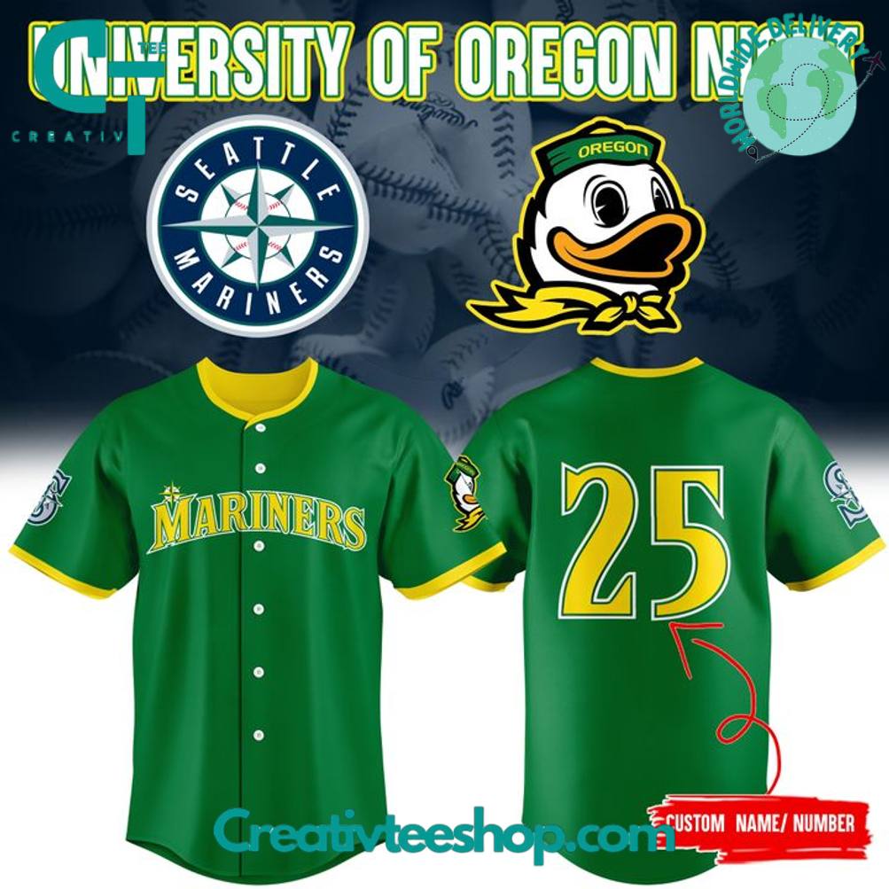 Seattle Mariners x 2025 University of Oregon Night Baseball Jersey