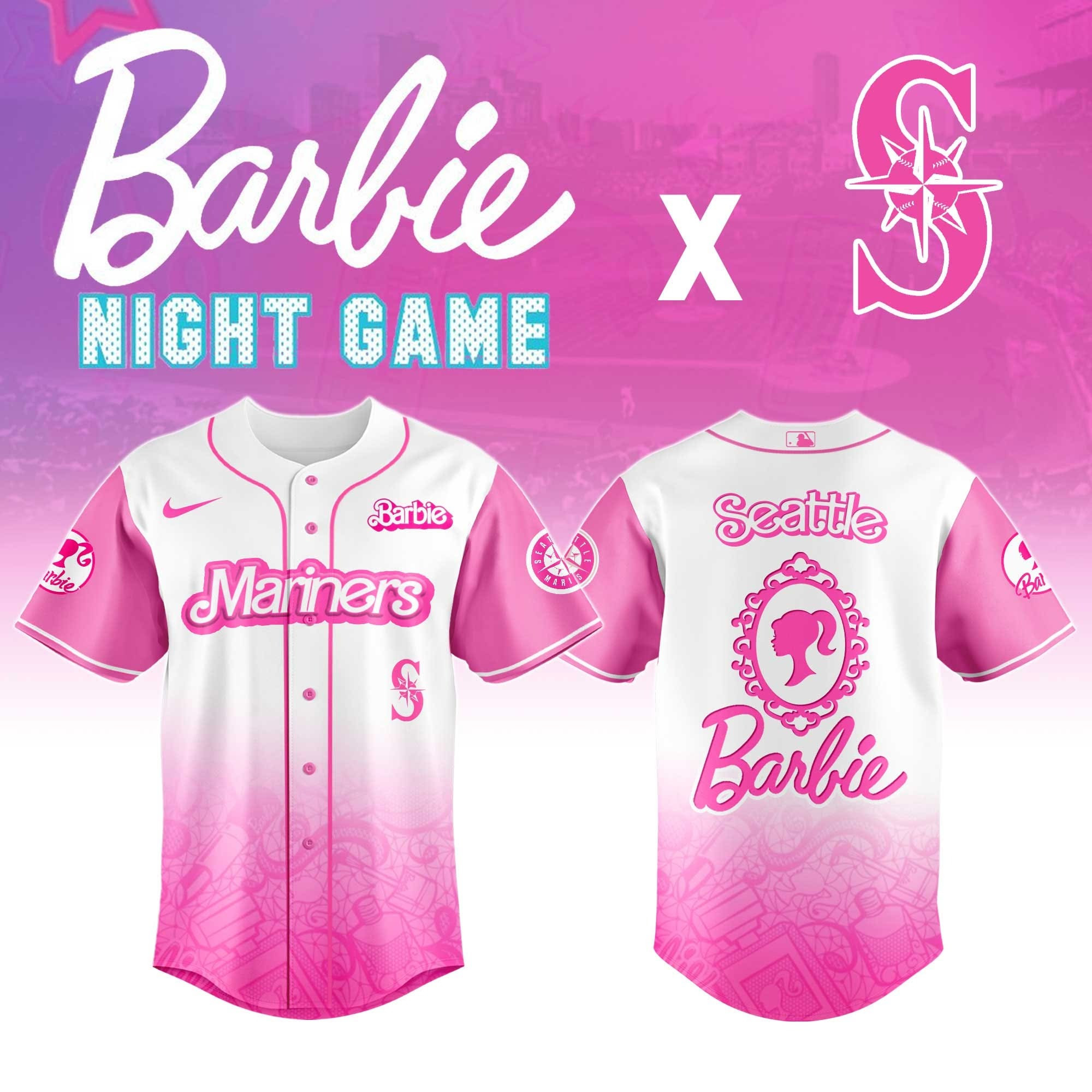 Seattle Mariners X Barbie Night Game Jersey Pink Womenâ€™s Baseball Fan Gifts For Her