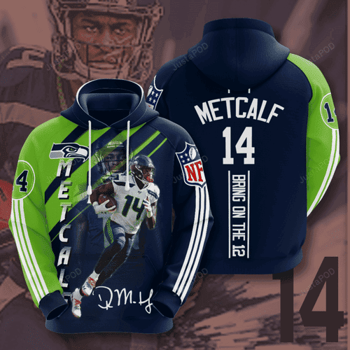 Seattle Seahawks 14 Metcalf Hoodie Zip Hoodie