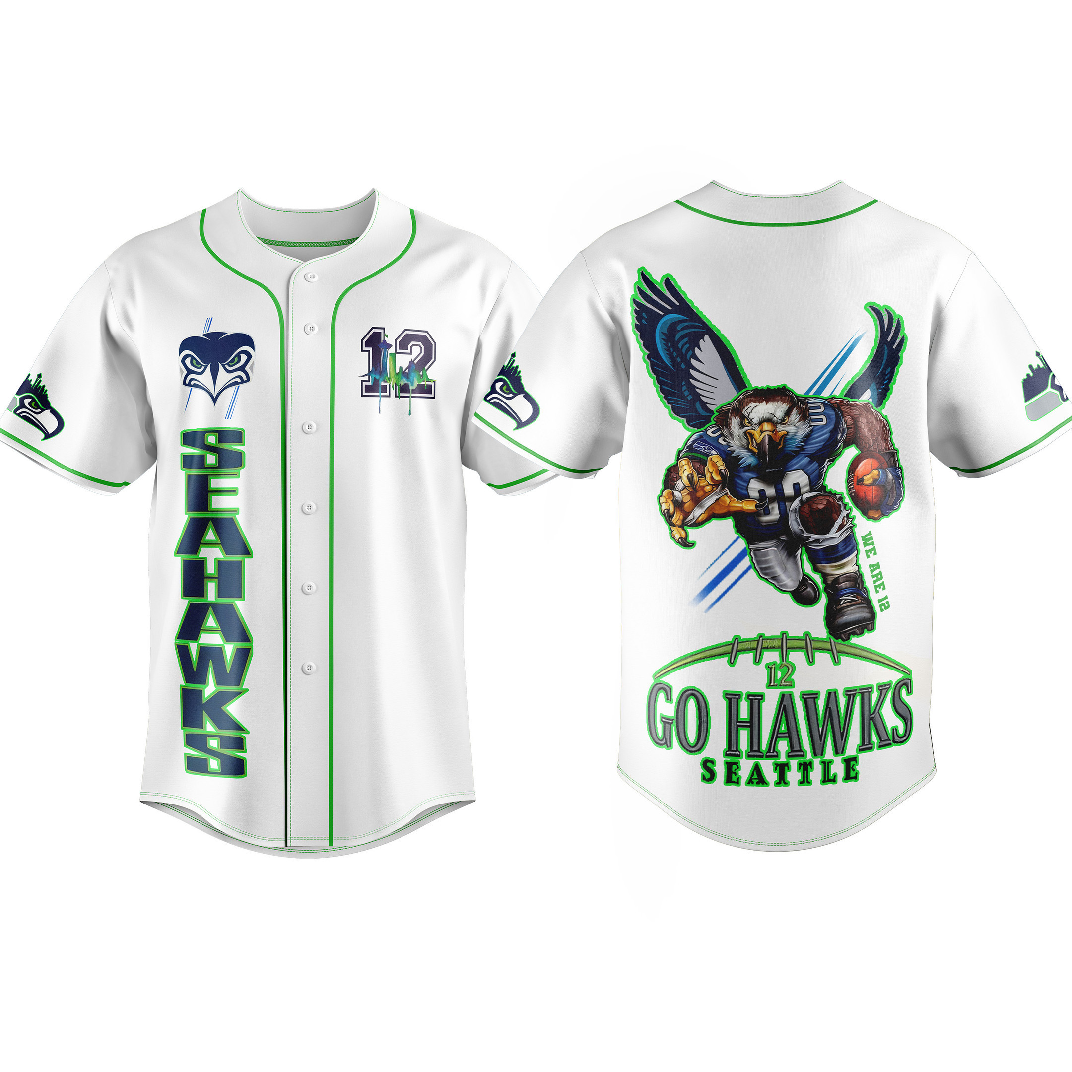 Seattle Seahawks Baseball Jersey For Fans