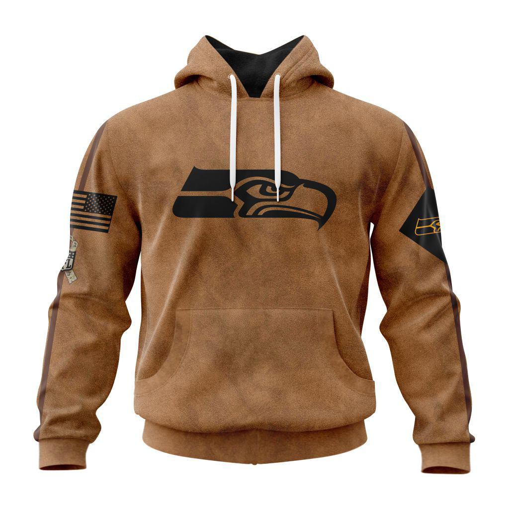 Seattle Seahawks Basic Brown NFL 3D Hoodie