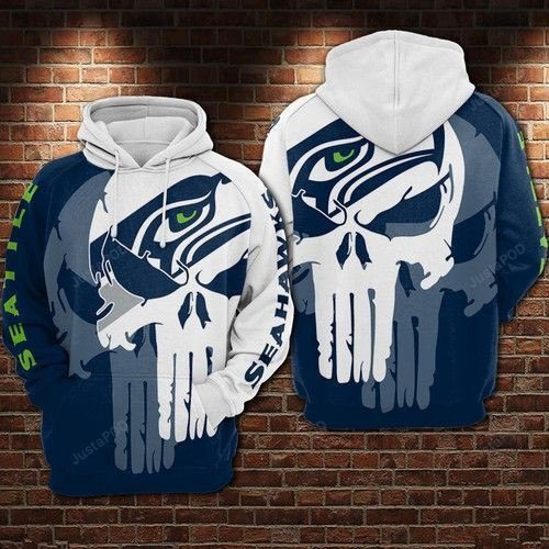 Seattle Seahawks Nfl Football Punisher Skull Hoodie Zip Hoodie