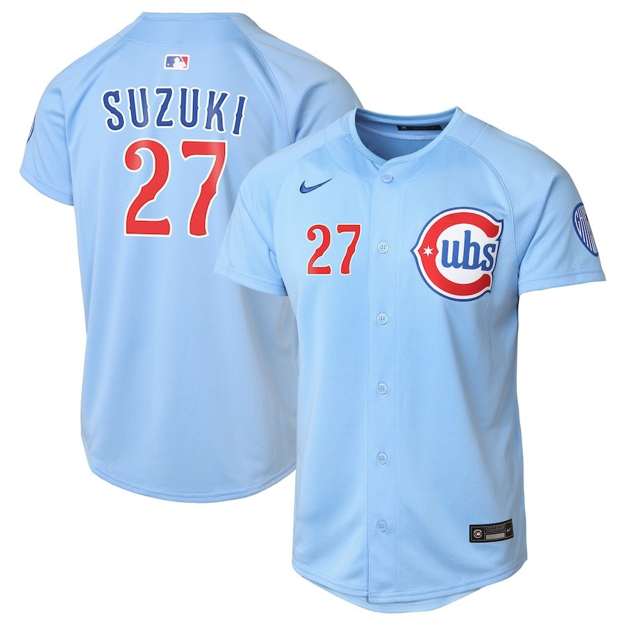 Seiya Suzuki Chicago Cubs Alternate Jersey City Connect 2025 Light Blue Player Uniforms