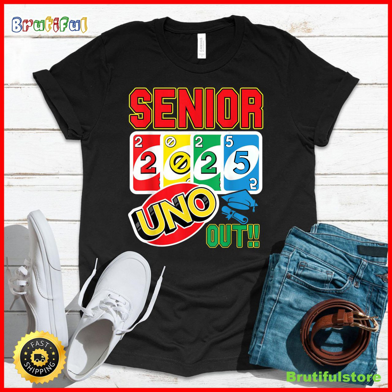 Senior 2025 Uno Out Funny Class Of 2025 T-Shirt