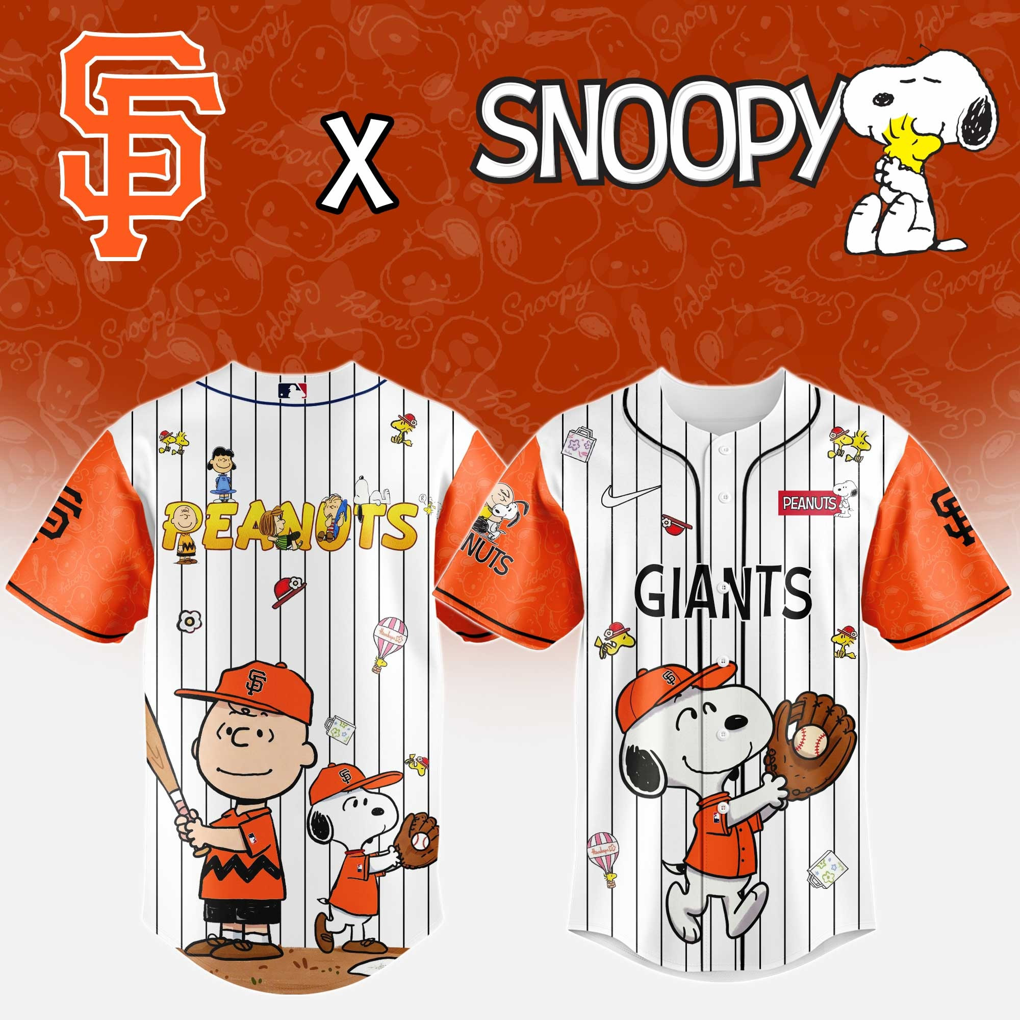 SF San Francisco Giants MLB 75Th Anniversary Peanuts Snoopy Jersey Gifts For Baseball Fans